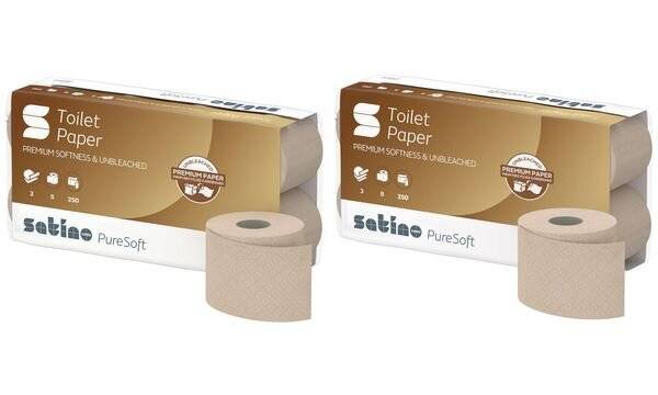 satino by wepa Toilettenpapier PureSoft, 3-lagig, braun (6420940)