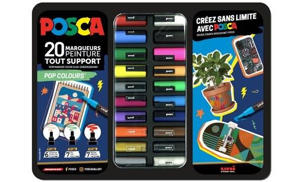 POSCA Pigmentmarker "POP COLOURS", 20er Metallbox