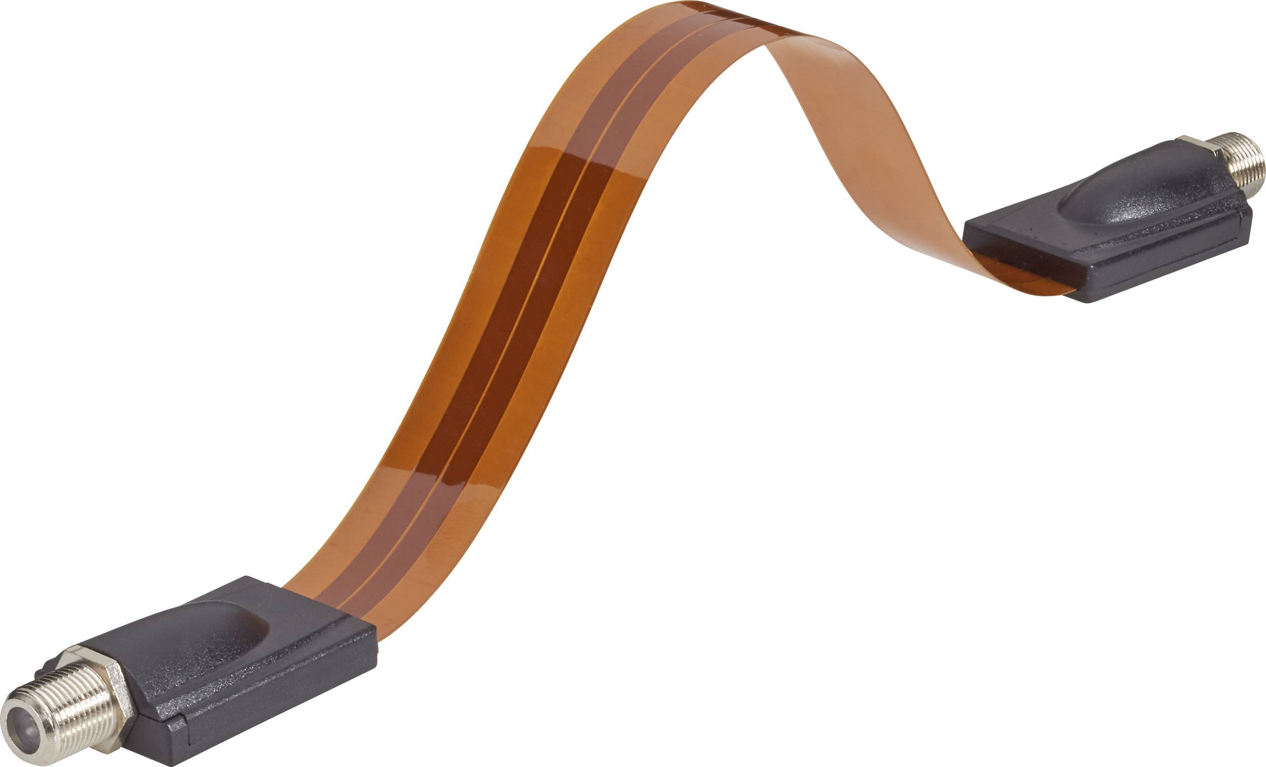 Ein flexibles Flachbandkabel mit zwei Steckverbindern an jedem Ende.