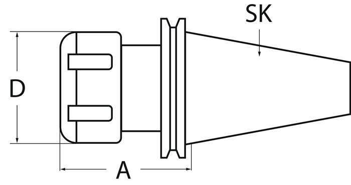 Spannzangenfutter ER DIN 69871AD Spann-D.3-26mm SK40 A.-L.80mm TECWERK