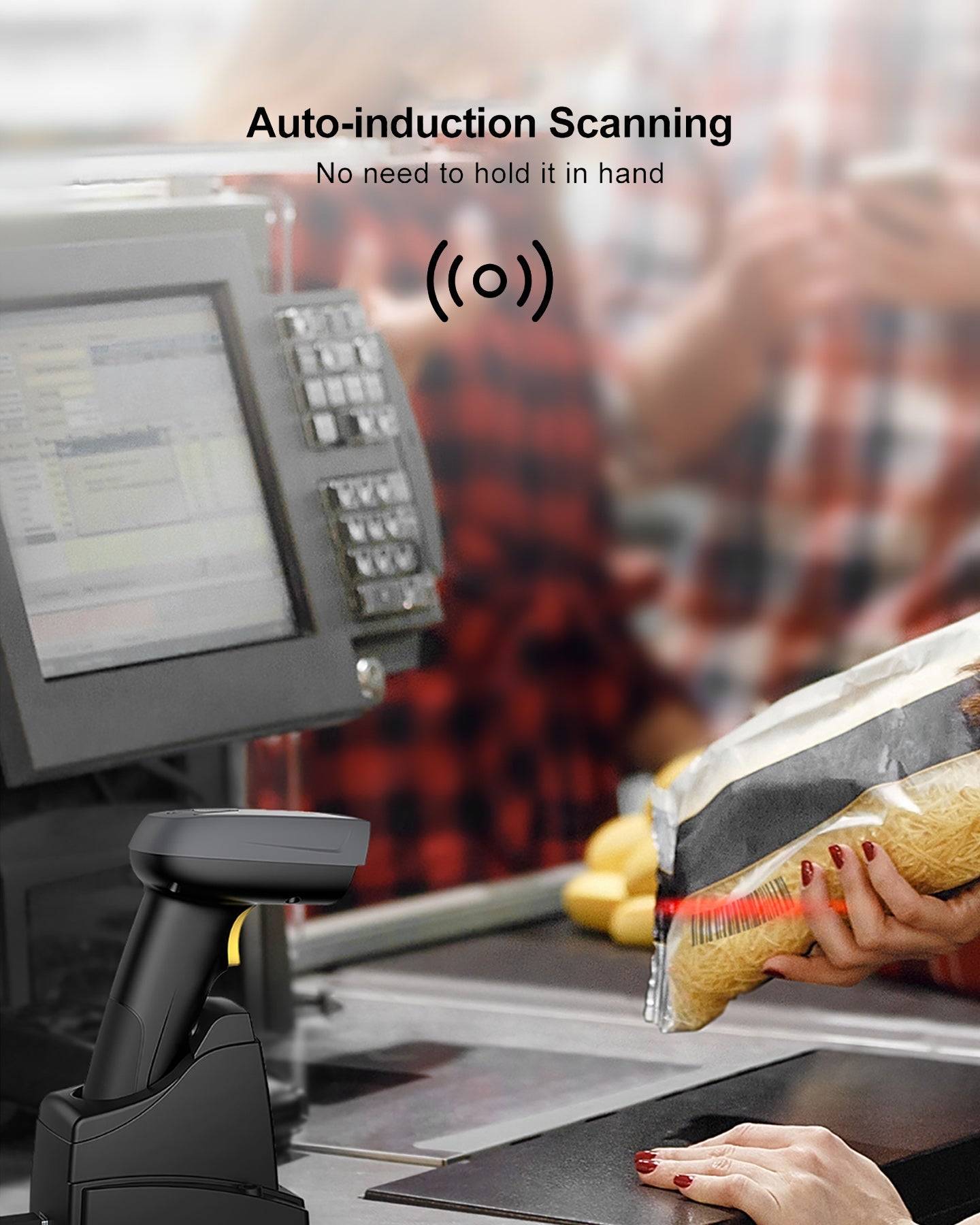 inateck BCST-52 2D Barcode Scanner mit Ladestation Schwarz Multimedia-Technik Barcodescanner