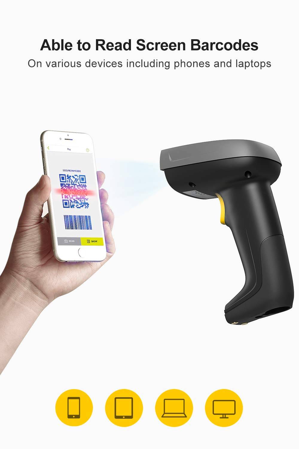 inateck BCST-52 2D Barcode Scanner mit Ladestation Schwarz Multimedia-Technik Barcodescanner