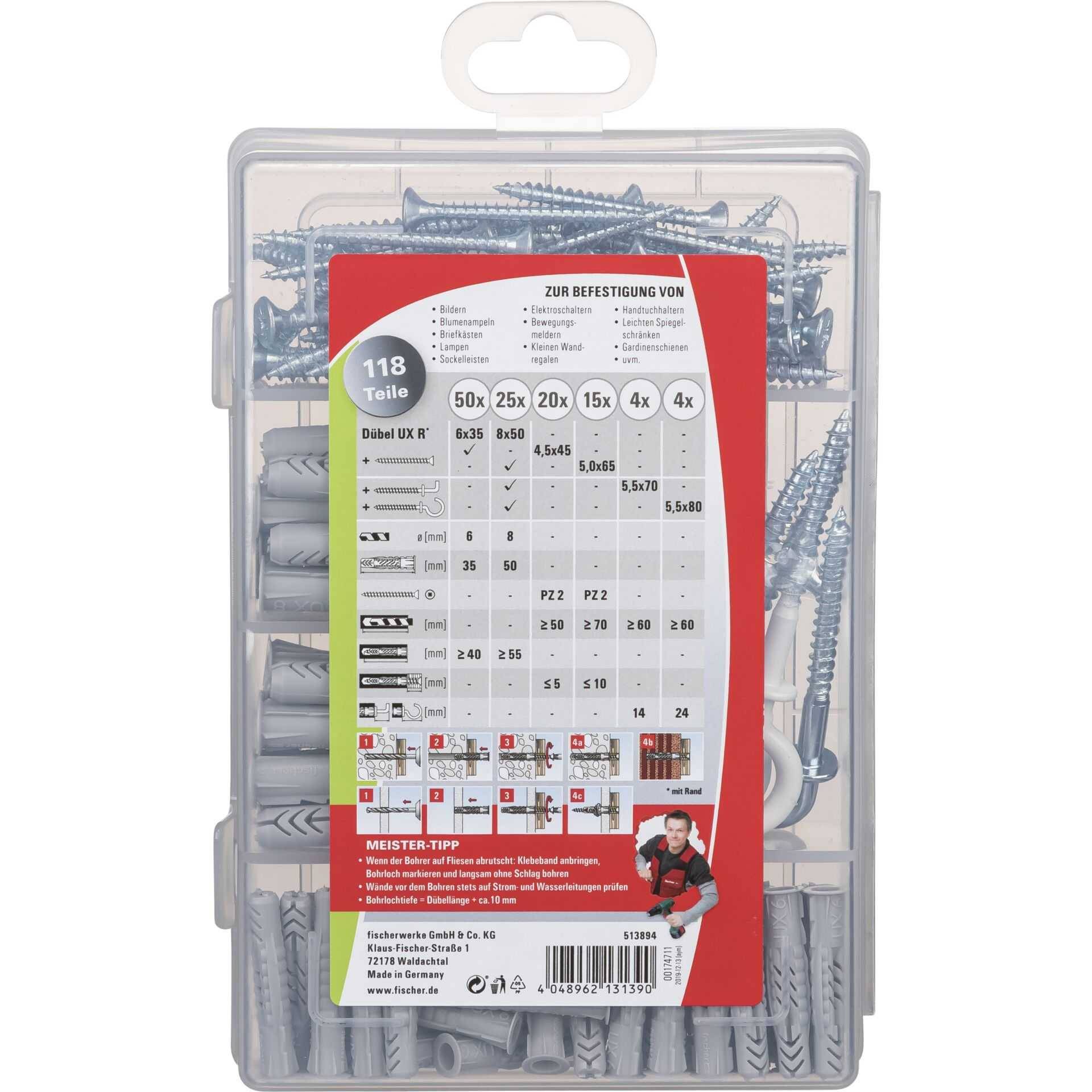 Fischer MeisterBox UX + Schrauben + Haken