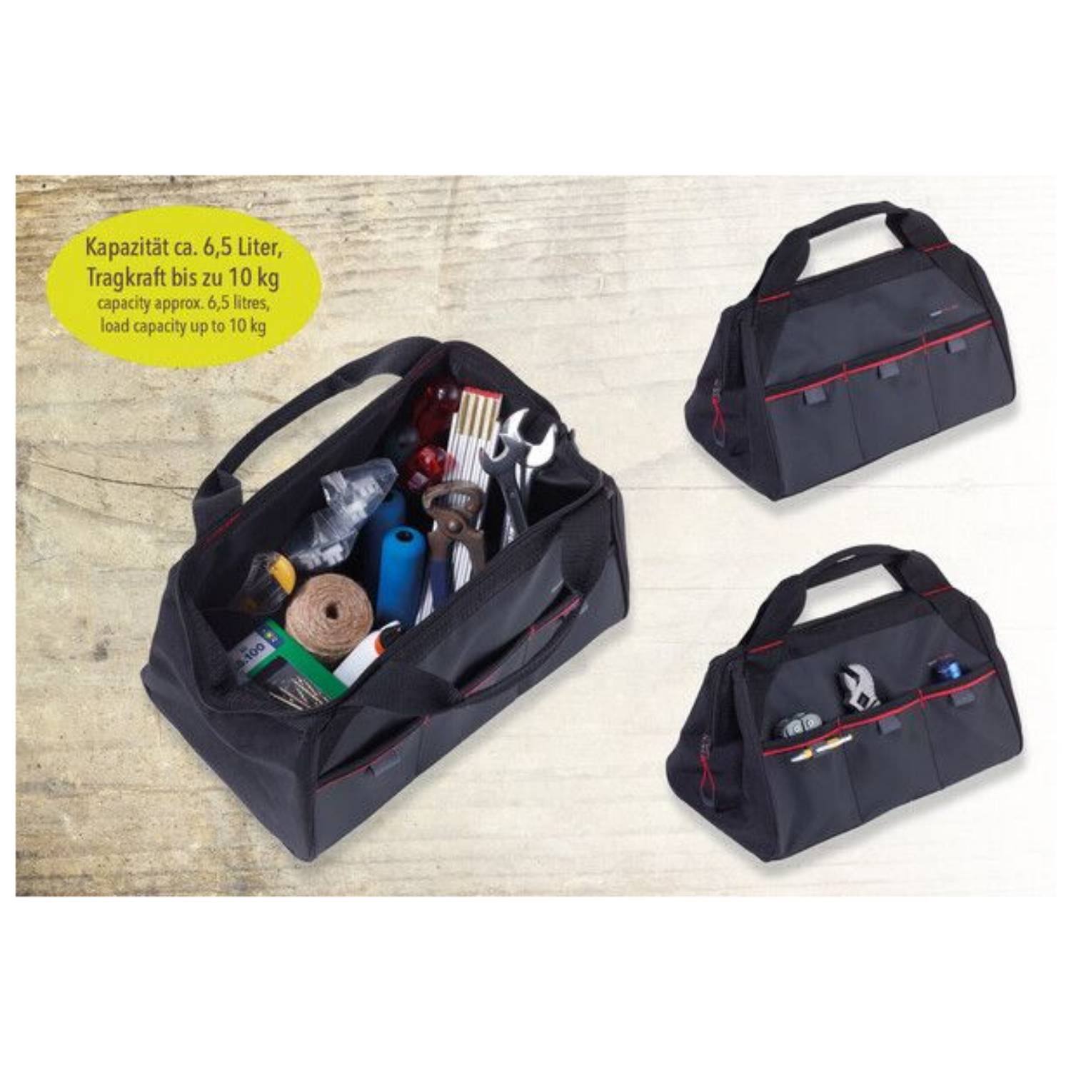 Troika TOOL BAG, Schwarz, Rot, Plane, 9 Taschen, 335 mm, 210 mm, 190 mm