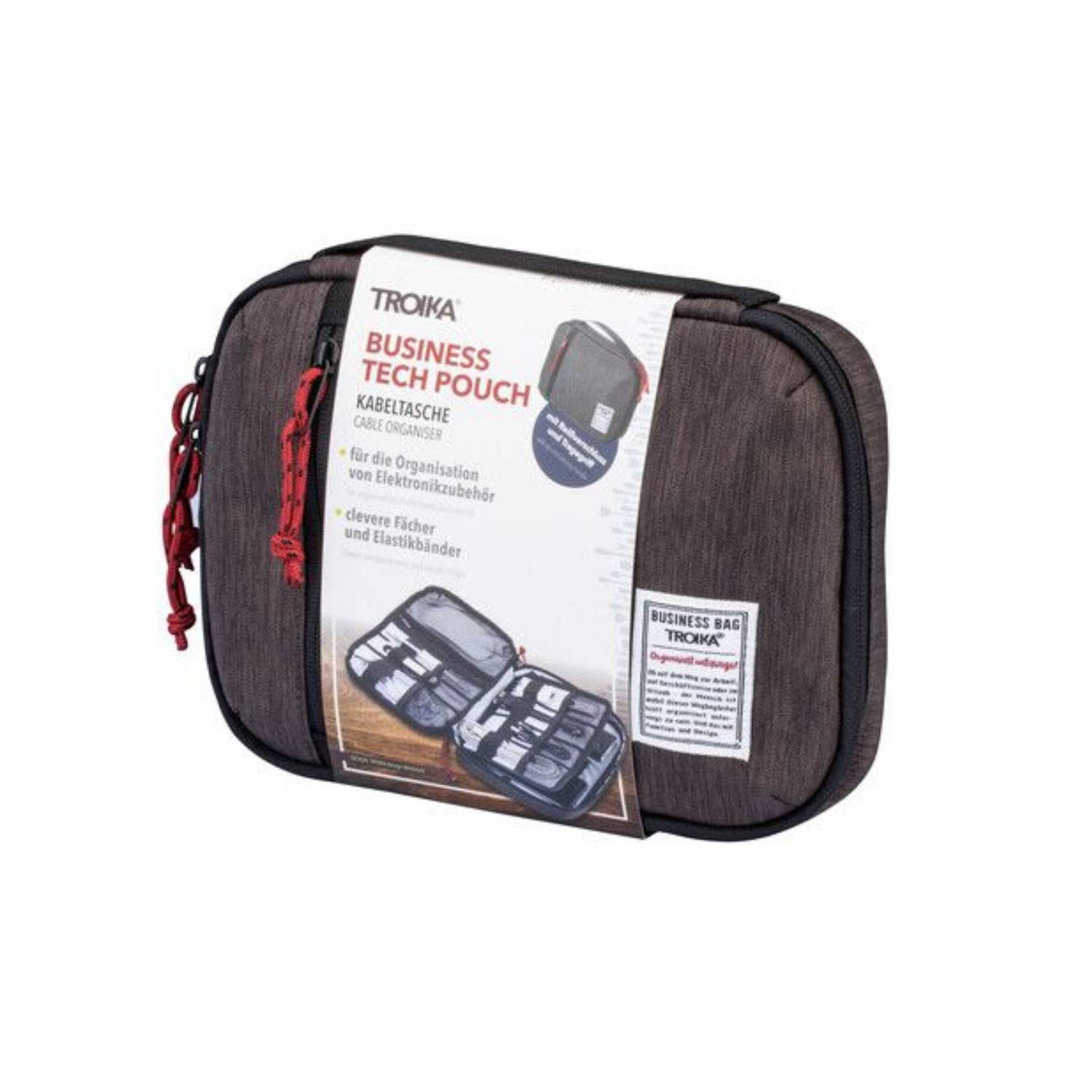 Troika BUSINESS TECH POUCH, Polyester, Schwarz, Grau, 1 Taschen, Reißverschlusstasche, Reißverschluss, 260 mm