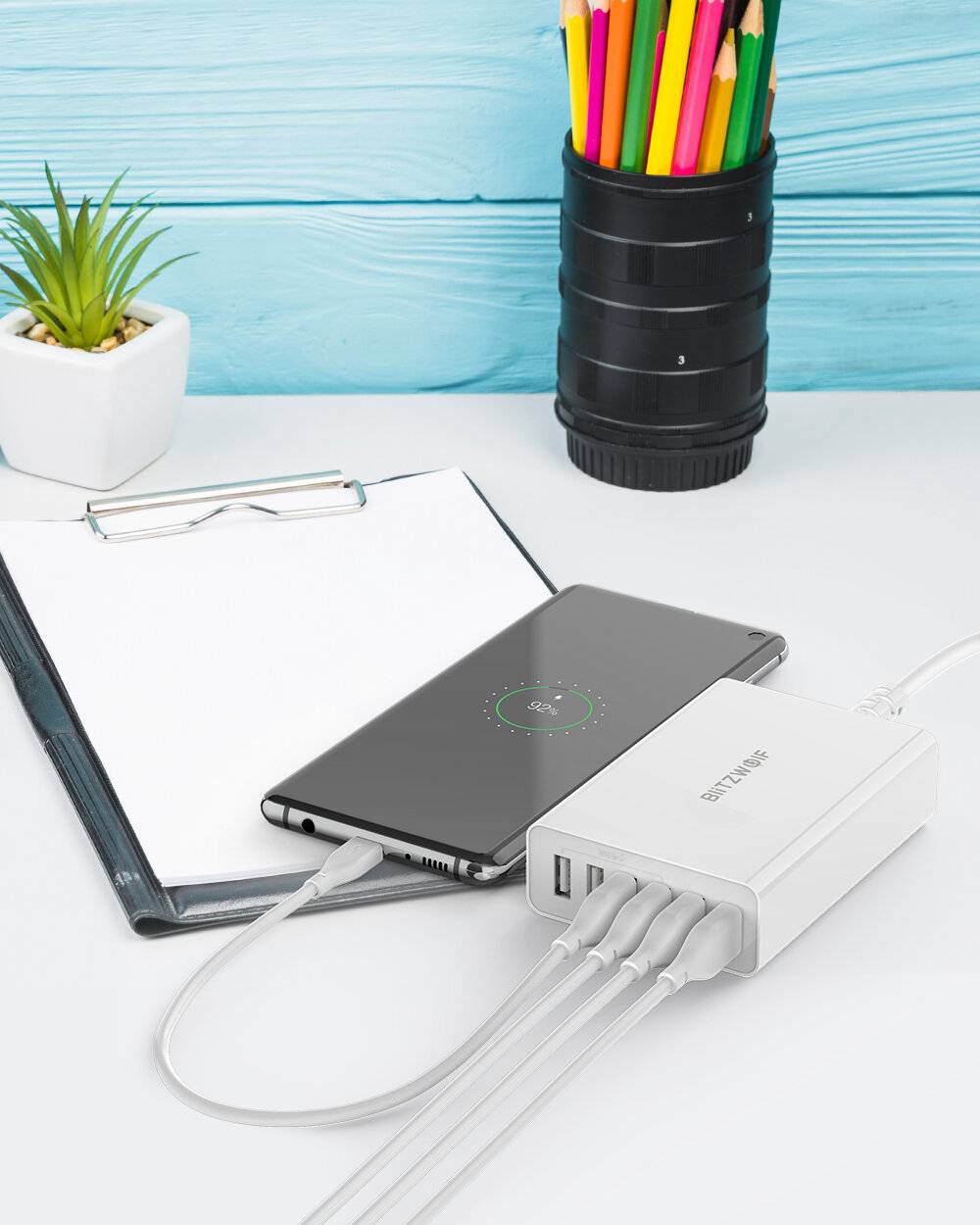 Blitzwolf - BW-S15 EU - Ladegerät 6x USB Blitzwolf BW-S15, QC 3.0, 60 W (weiß)
