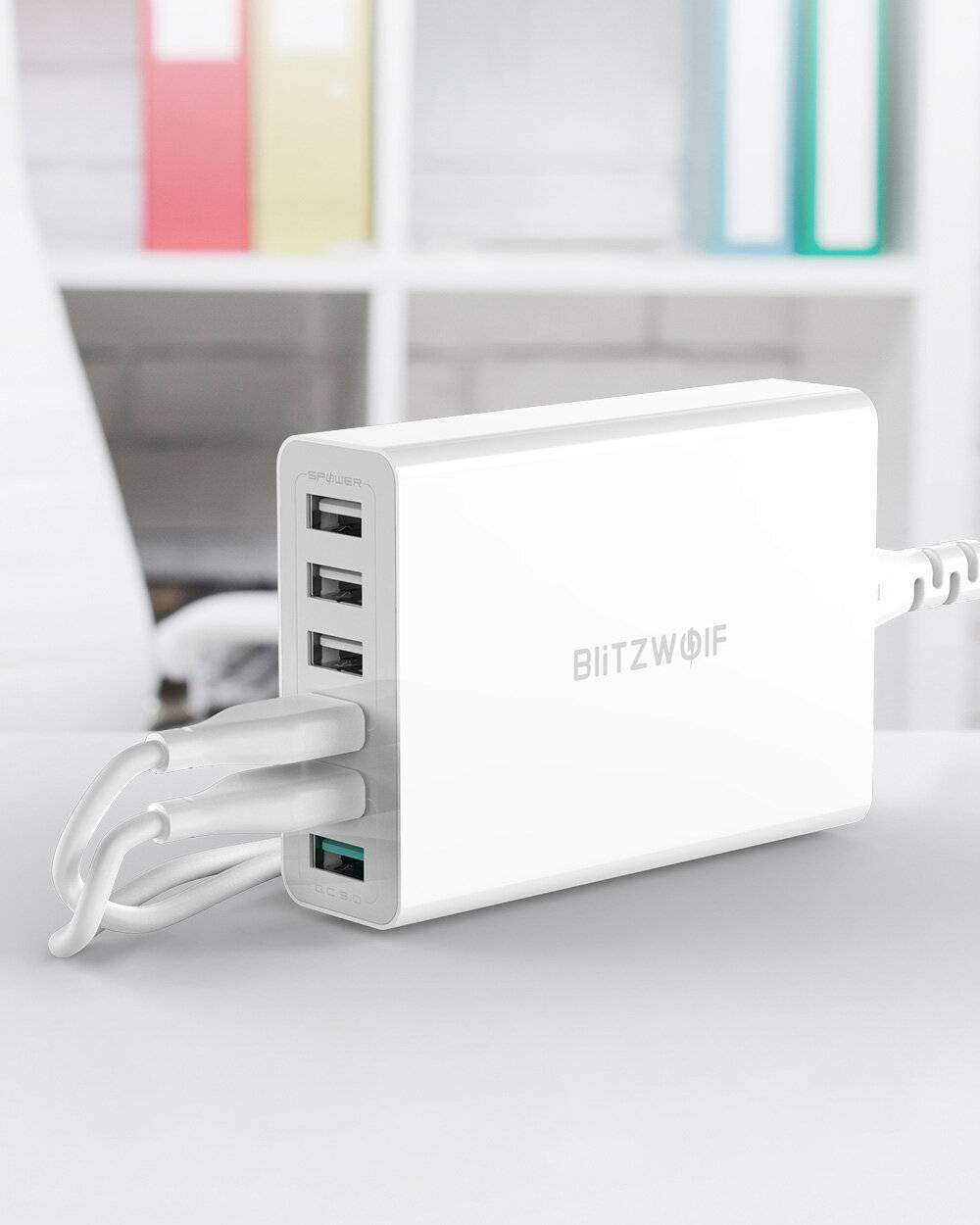 Blitzwolf - BW-S15 EU - Ladegerät 6x USB Blitzwolf BW-S15, QC 3.0, 60 W (weiß)