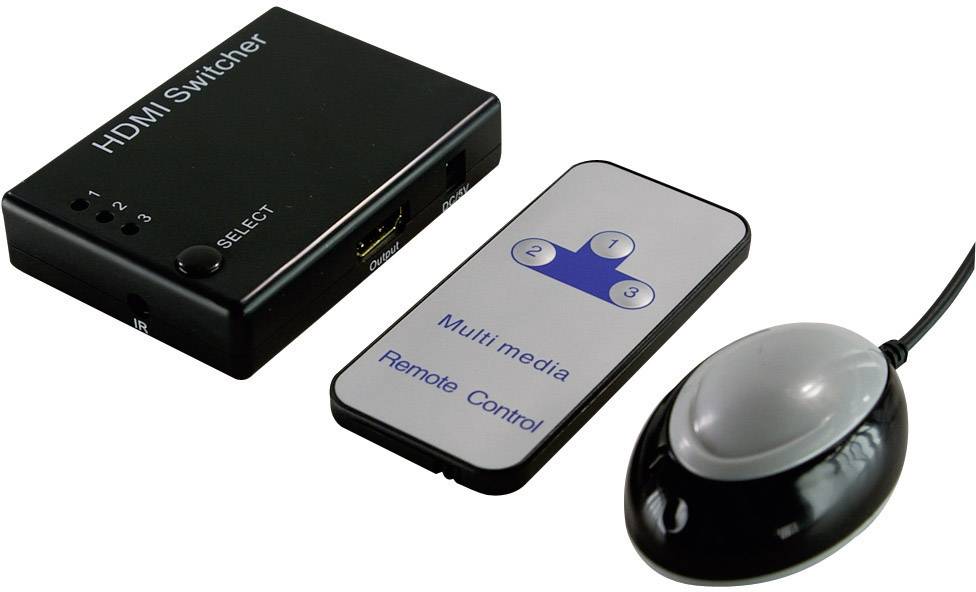 LogiLink HD0003 3 Port HDMI-Switch mit eingebautem Repeater 1920 x 1200 Pixel