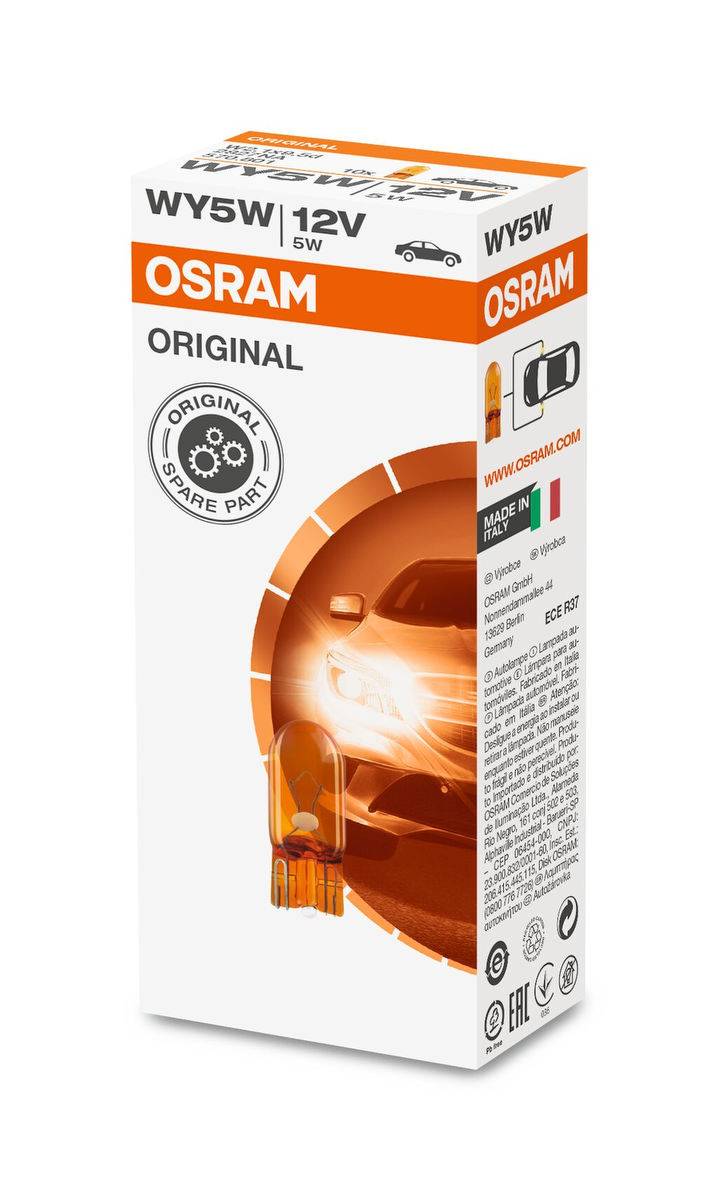 10 Glühlampen WY5W 12V mit Metallsockel OSRAM ORIGINAL LINE passend für PKW