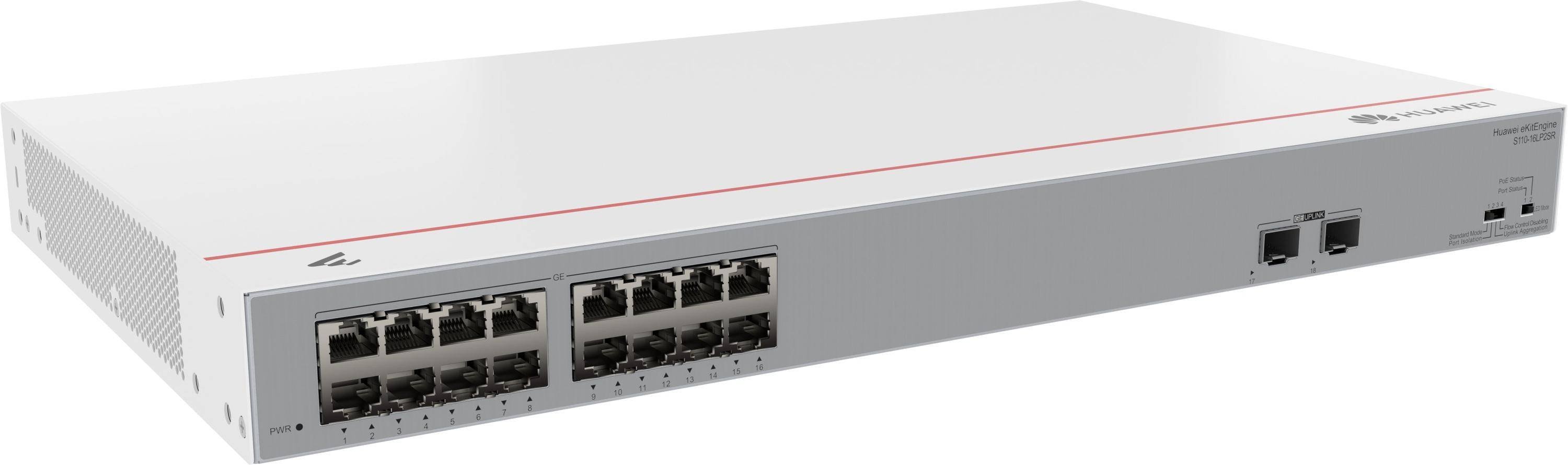 Huawei eKitEngine S110 Series S110-16LP2SR - Switch - 2 x Gigabit SFP + 16 x 10/100/1000 - Desktop,