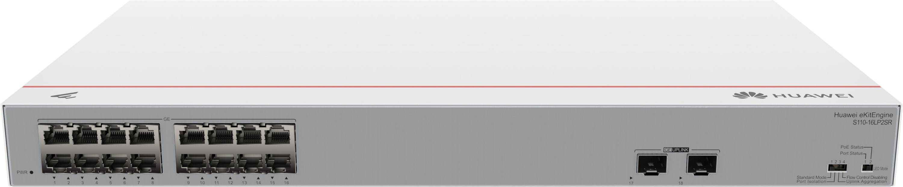 Huawei eKitEngine S110 Series S110-16LP2SR - Switch - 2 x Gigabit SFP + 16 x 10/100/1000 - Desktop,