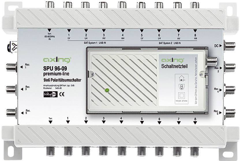 SAT Multischalter Axing SPU 96-09 Eingänge (Multischalter): 9 (8 SAT/1 terrestrisch) Teilnehmer-Anzahl: 6 StandBy-Funktion, Quad-LNB-tauglich