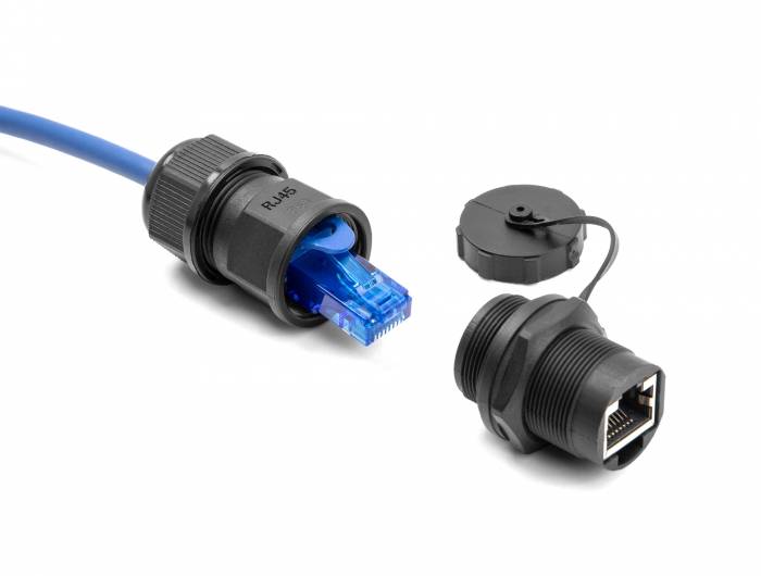 Delock Netzwerkkoppler - RJ-45 (W) zu RJ-45 (W) - Schutzkappe - CAT 6a - im Frei