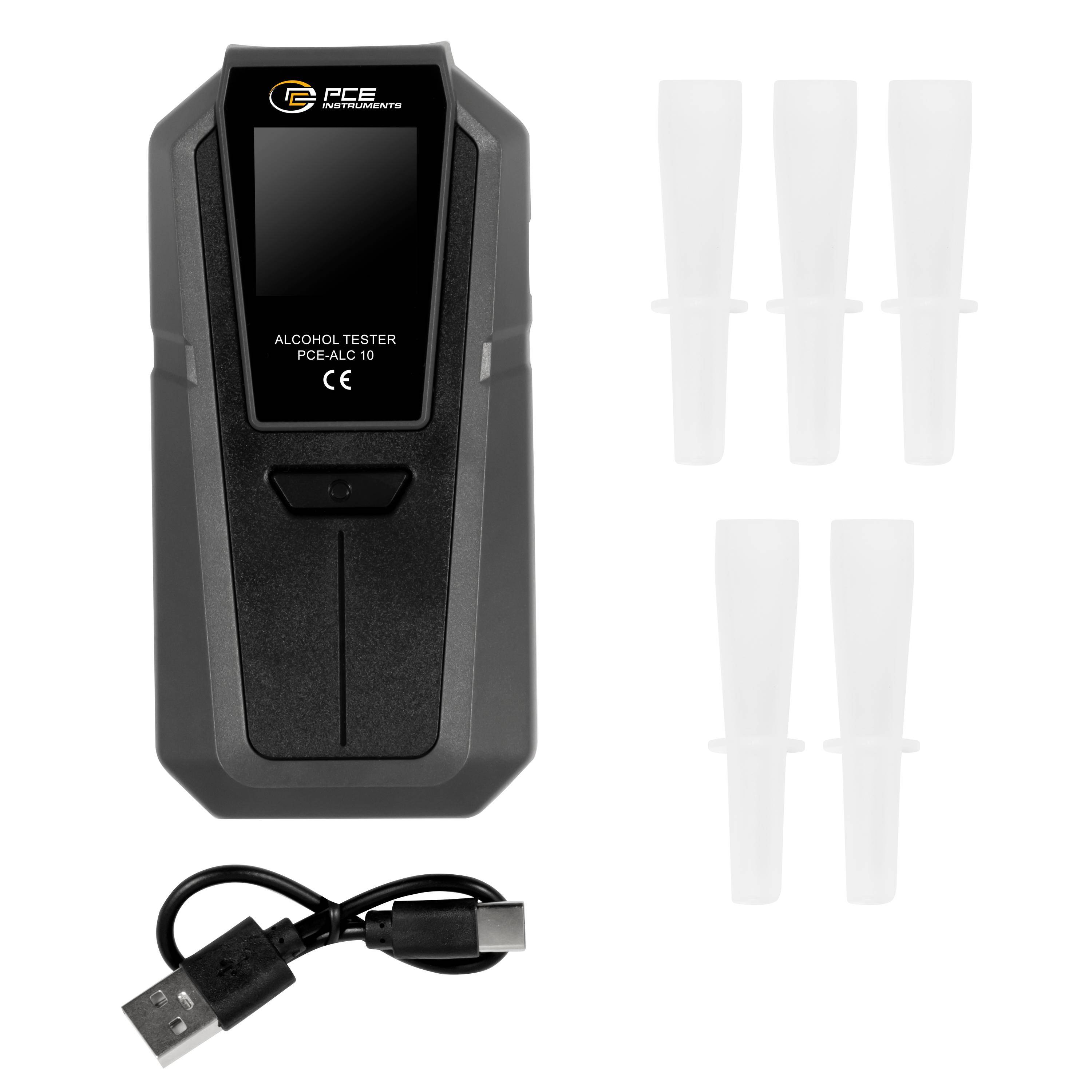 PCE Instruments Alkoholtester PCE-ALC 10 |Messbereich 0 .. 0,4% BAC |Auflösung 0,001% BAC |Ampelanzeige |Sprachausgabe