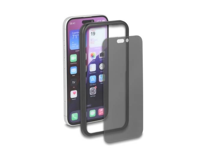 Schutzfolie mit Sichtschutz aus gehärtetem Glas für iPhone 16 Pro, Installationshilfe