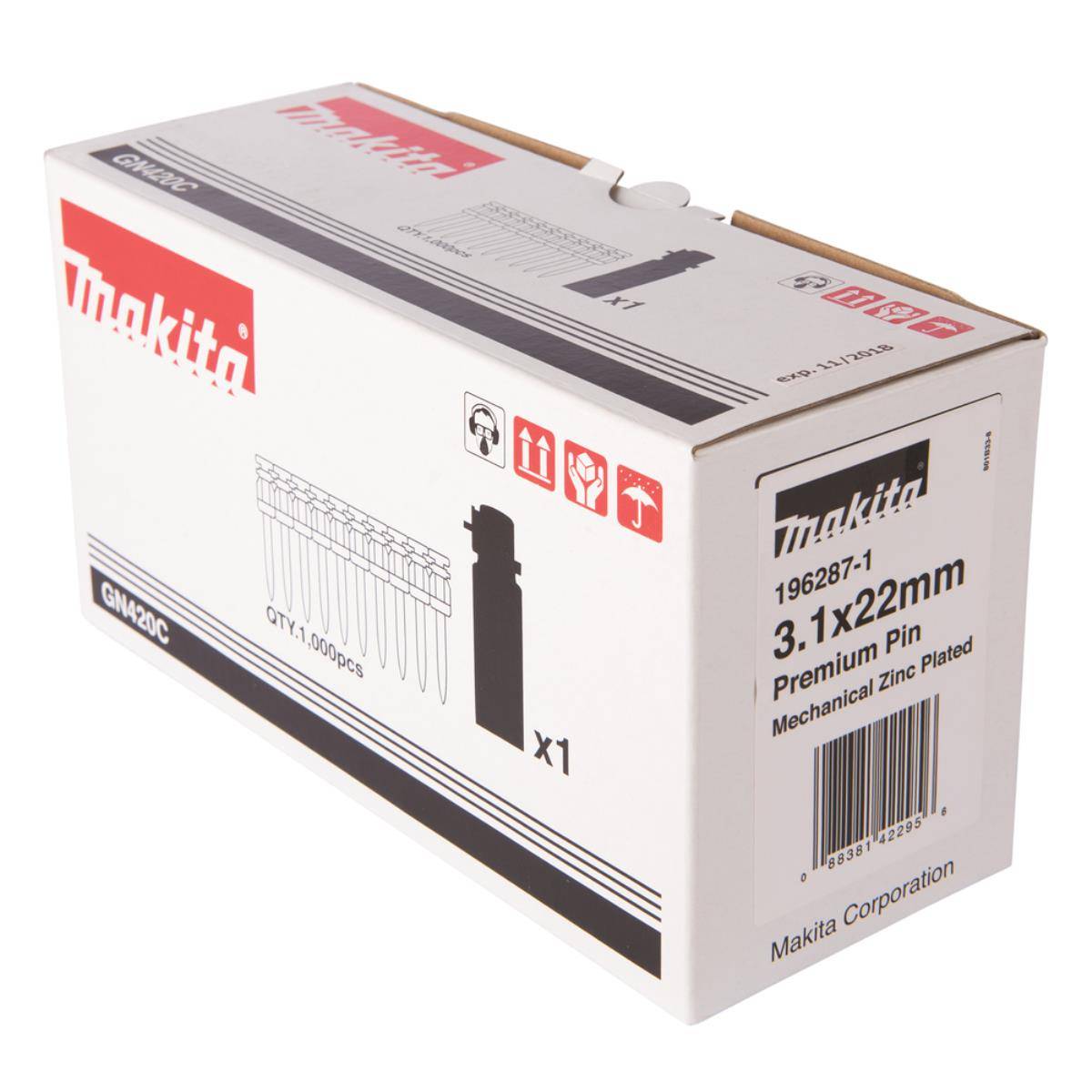 Makita Betonnägel 3,1 x 22 mm, 1.000 Stk. mit Gaskartusche Beton • 3,1 x 22 mm • 1.000 Stk.