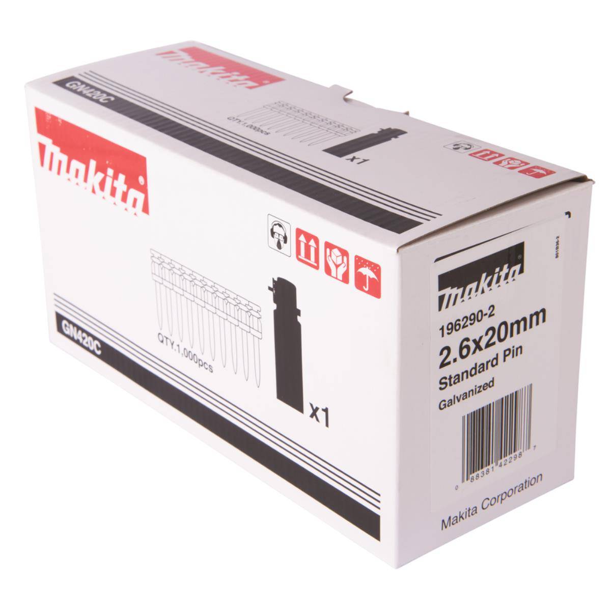 Makita Betonnägel 2,6 x 20 mm, 1.000 Stk. mit Gaskartusche Beton • 2,6 x 20 mm • 1.000 Stk.