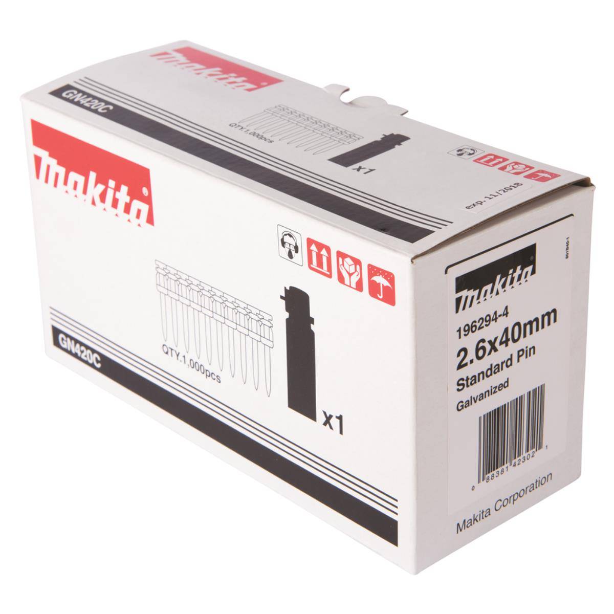 Makita Betonnägel 2,6 x 40 mm, 1.000 Stk. mit Gaskartusche Beton • 2,6 x 40 mm • 1.000 Stk.