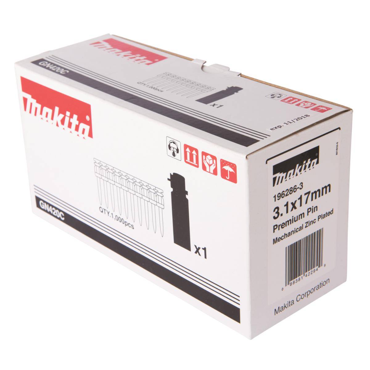 Makita Betonnägel 3,1 x 17 mm, 1.000 Stk. mit Gaskartusche Beton • 3,1 x 17 mm • 1.000 Stk.