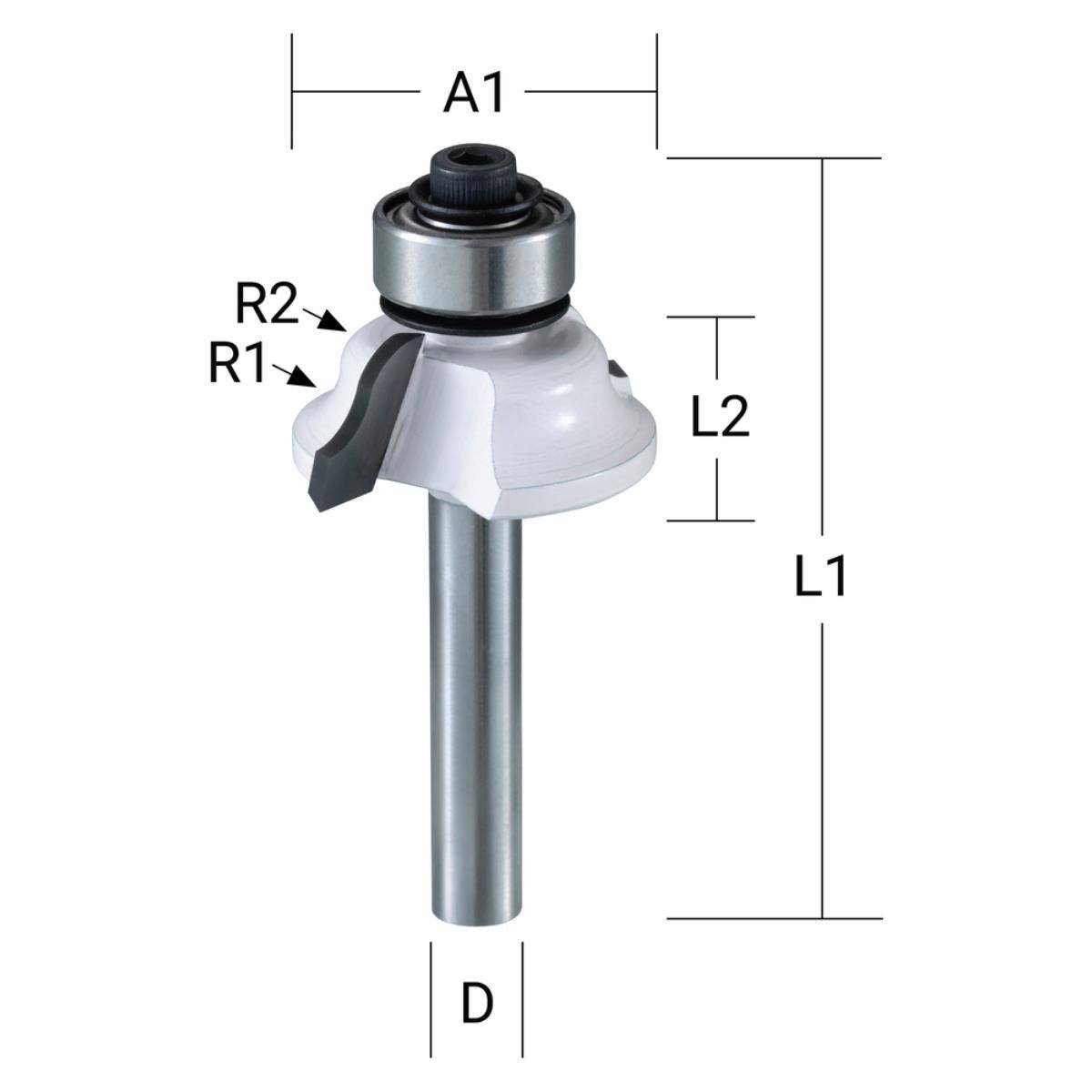 Makita Profilfräser mit Anlauflager Ø 28,6 mm, 4 mm Radius Ø 28,6 mm • 8 mm Schaft • 4 mm Radius