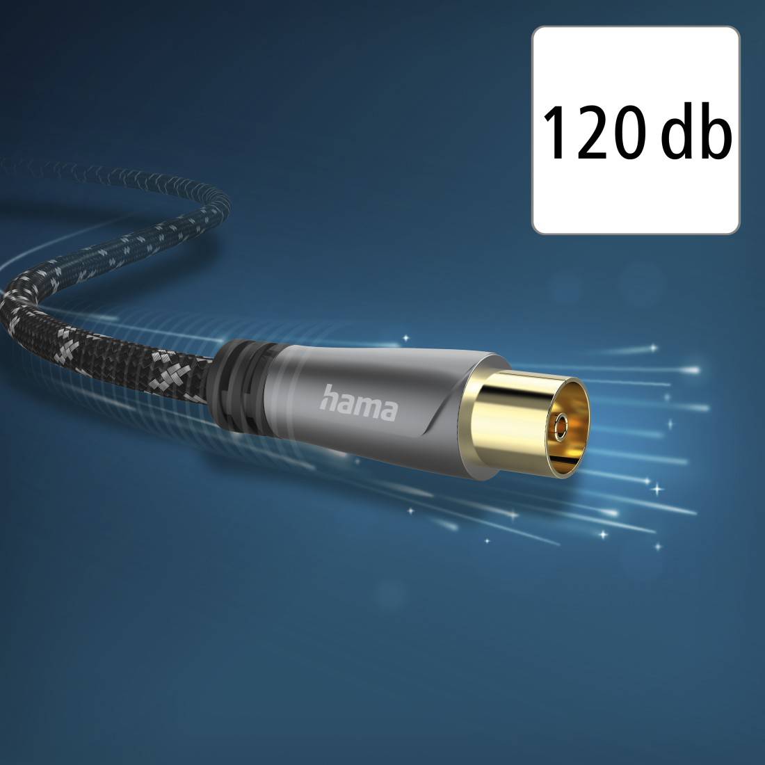 hama 00205073 Antennen-Kabel, Koax-Stecker - Koax-Kupplung, Metall, verg., 10,0 m, 120 dB