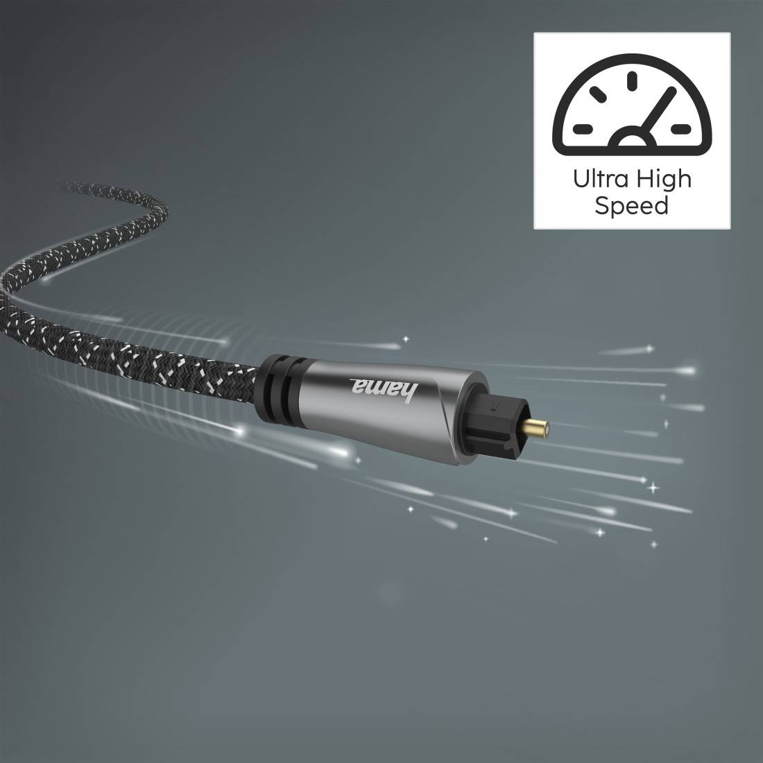 hama 00205140 Audio-Lichtleiter-Kabel, ODT-Stecker (Toslink), Metall, 3,0 m