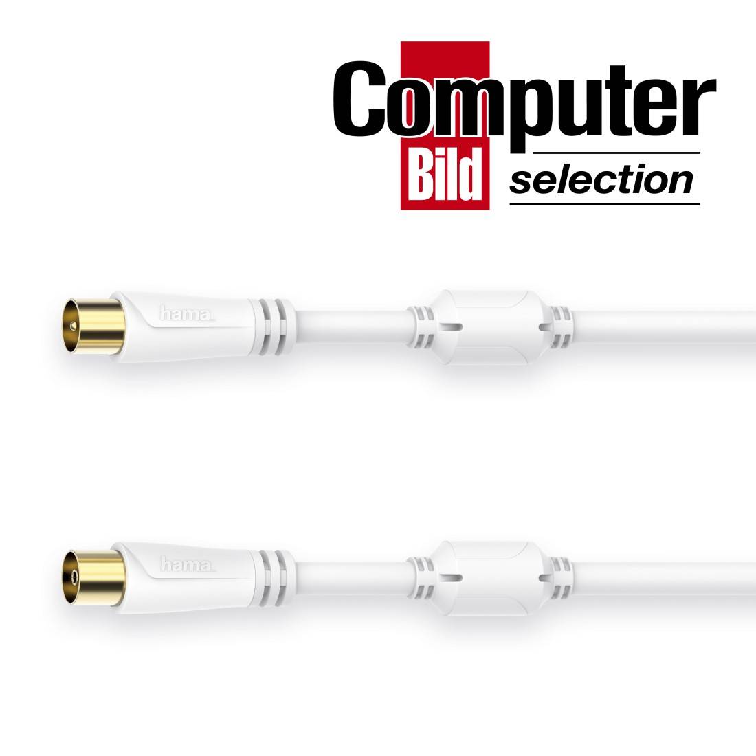 hama 00205245 Antennen-Kabel, Koax-Stecker - Koax-Kupplung, vergoldet, 0,75 m, 100 dB