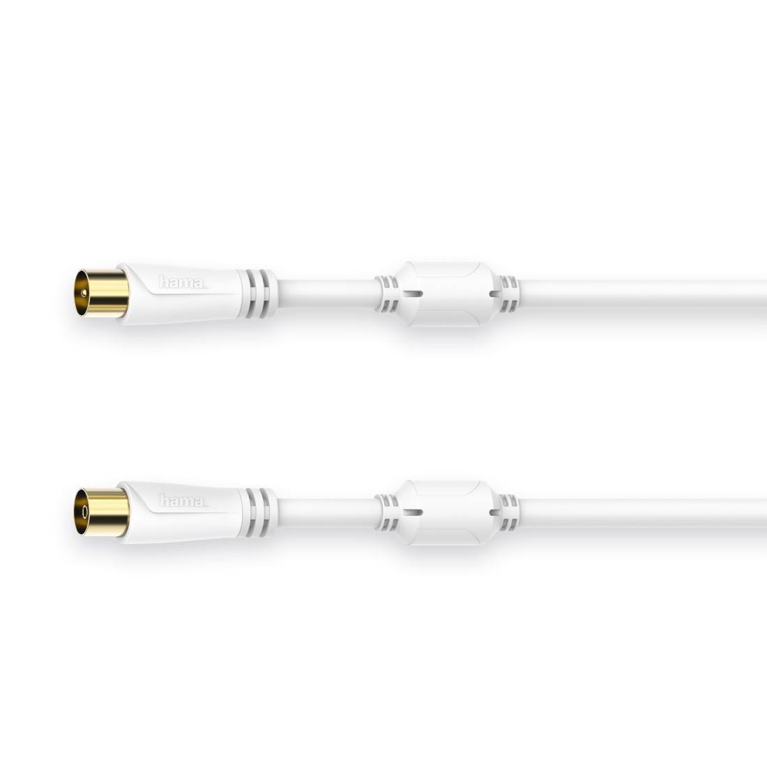 hama 00205245 Antennen-Kabel, Koax-Stecker - Koax-Kupplung, vergoldet, 0,75 m, 100 dB