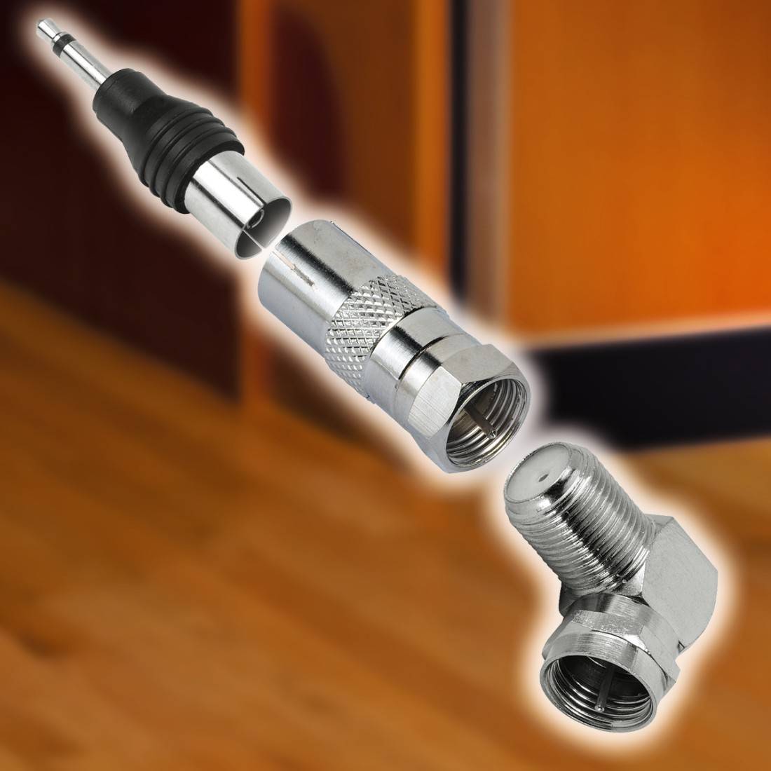 hama 00205222 SAT-Adapter, F-Stecker - Koax-Kupplung