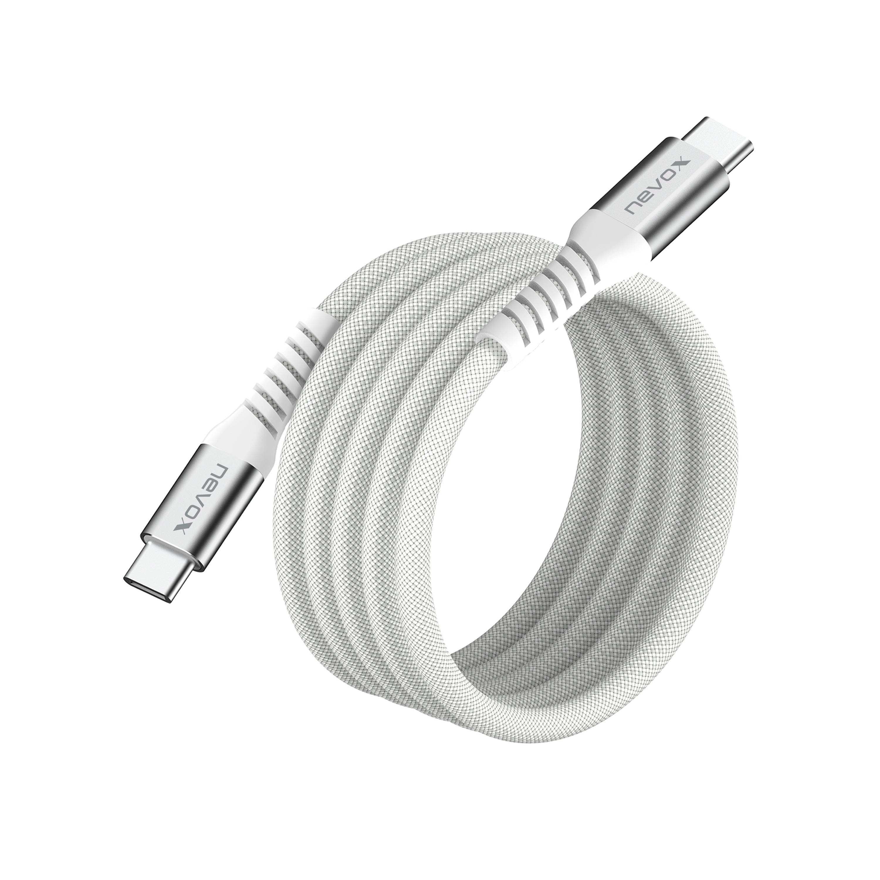 NEVOX - USB-C zu Kabel 240W 2m magn. aufrollb. weiß - Kabel - Digital/Daten