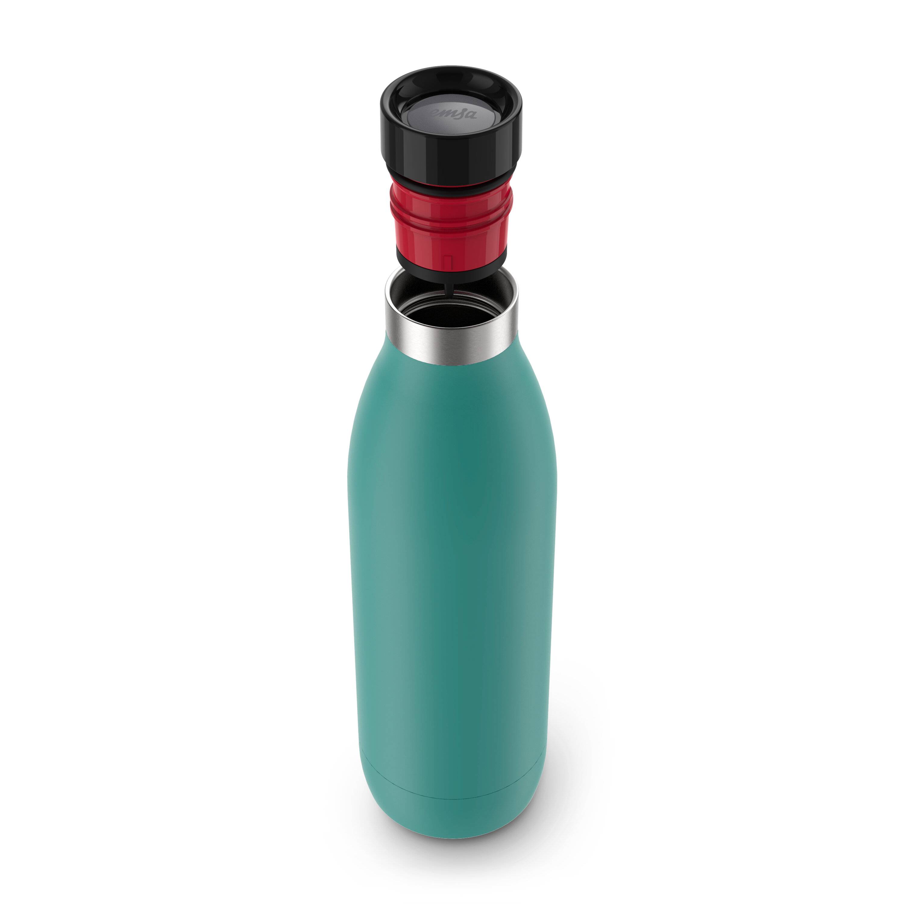 EMSA Bludrop Color Bludrop 0,7 L petrol N31110, Tägliche Nutzung, 700 ml, Edelstahl, Grün, 12 h, 6 h