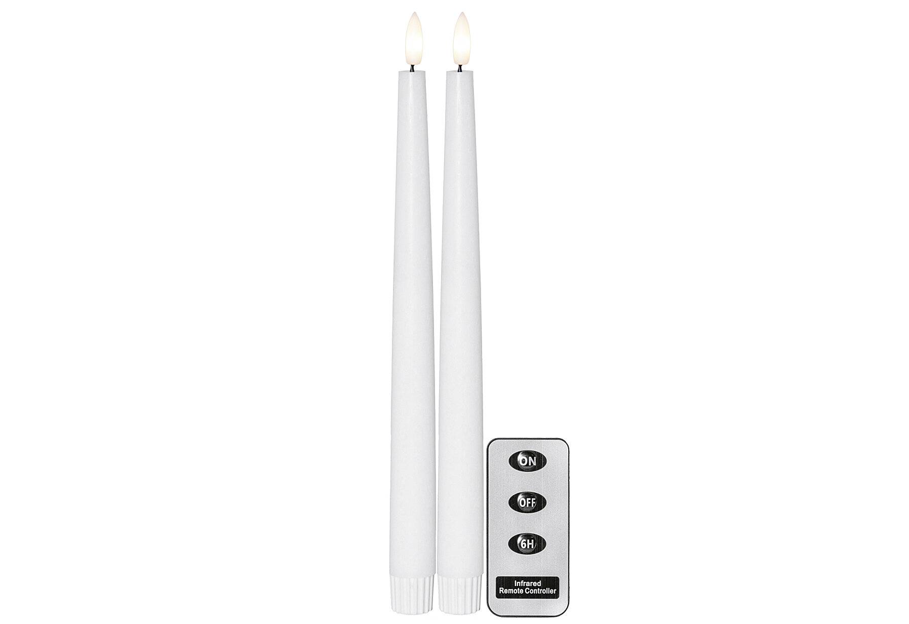 2er Set LED Stabkerzen "FLAMME SLIM" mit Fernbedienung, Höhe 28,5cm, Durchmesser 2,1cm, Farbe
