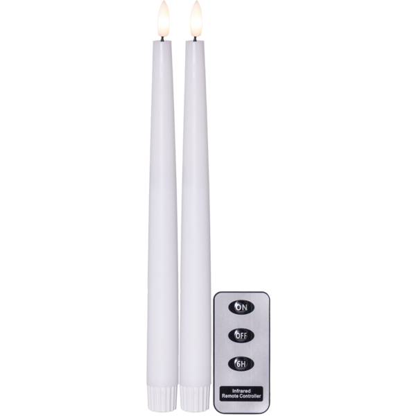 2er Set LED Stabkerzen "FLAMME SLIM" mit Fernbedienung, Höhe 28,5cm, Durchmesser 2,1cm, Farbe