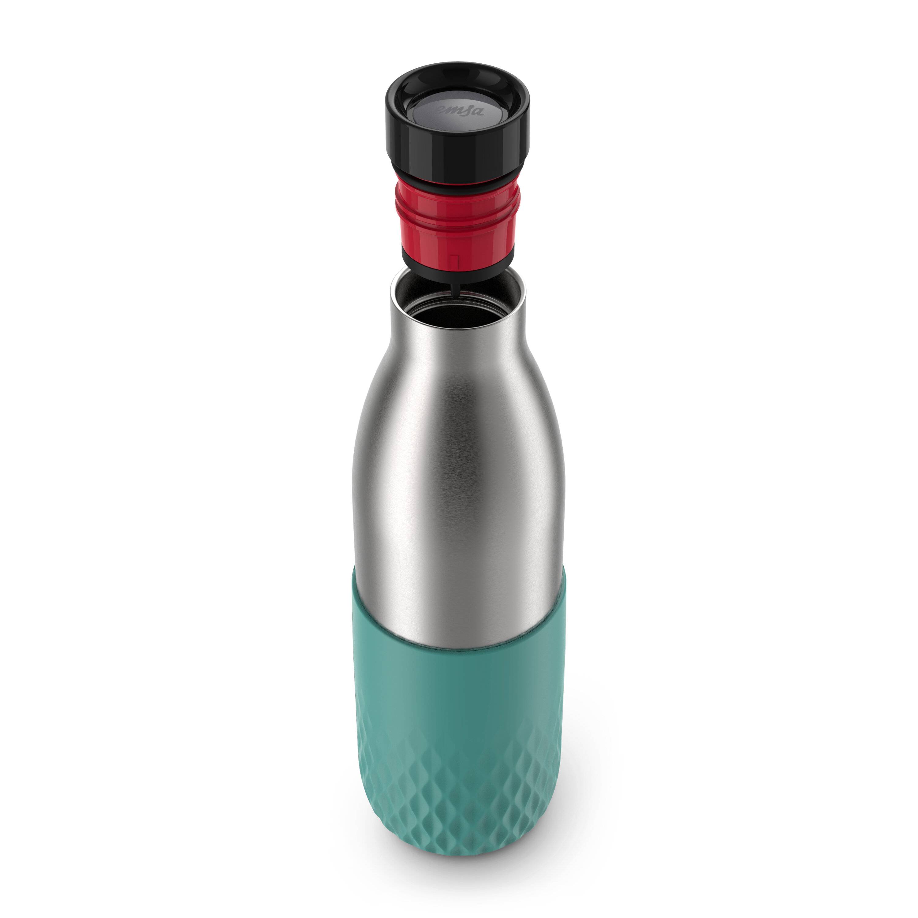 EMSA Bludrop Sleeve 0,7 L N31112, Tägliche Nutzung, 700 ml, Edelstahl, Grün, Edelstahl, 12 h, 6 h