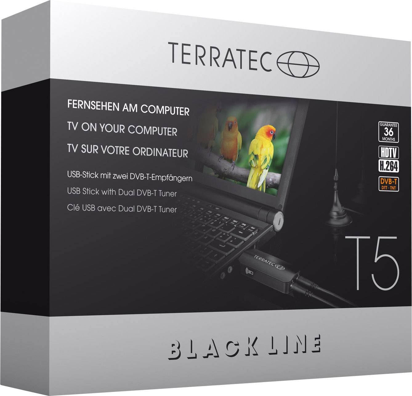 Terratec T5 Dual DVB-T TV-Stick mit DVB-T Antenne, mit Fernbedienung, Aufnahmefunktion Anzahl Tuner: 2