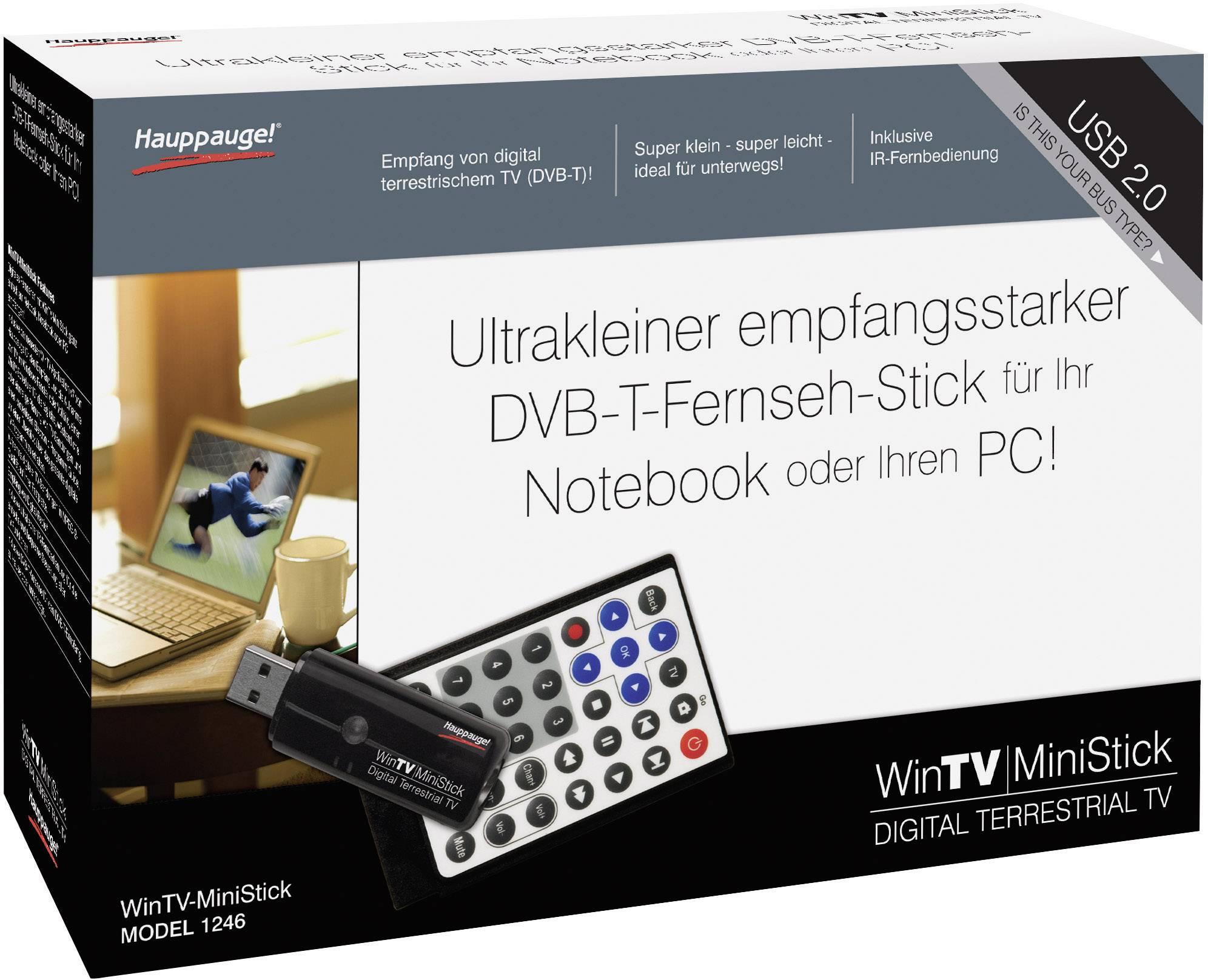 Hauppauge WINTV-Ministick 25 Jahre DVB-T TV-Stick mit DVB-T Antenne, mit Fernbedienung, Aufnahmefunktion Anzahl Tuner: 1