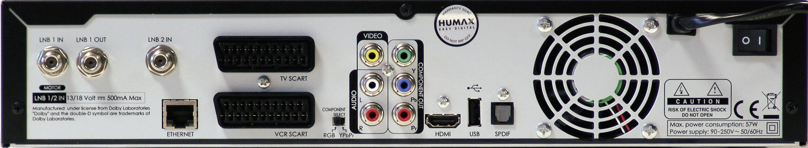 HD-SAT-Receiver Humax iCord Twin Tuner, Aufnahmefunktion, mit Festplatte, Front-USB, CI Schacht, Einkabeltauglich Anzahl Tuner=2