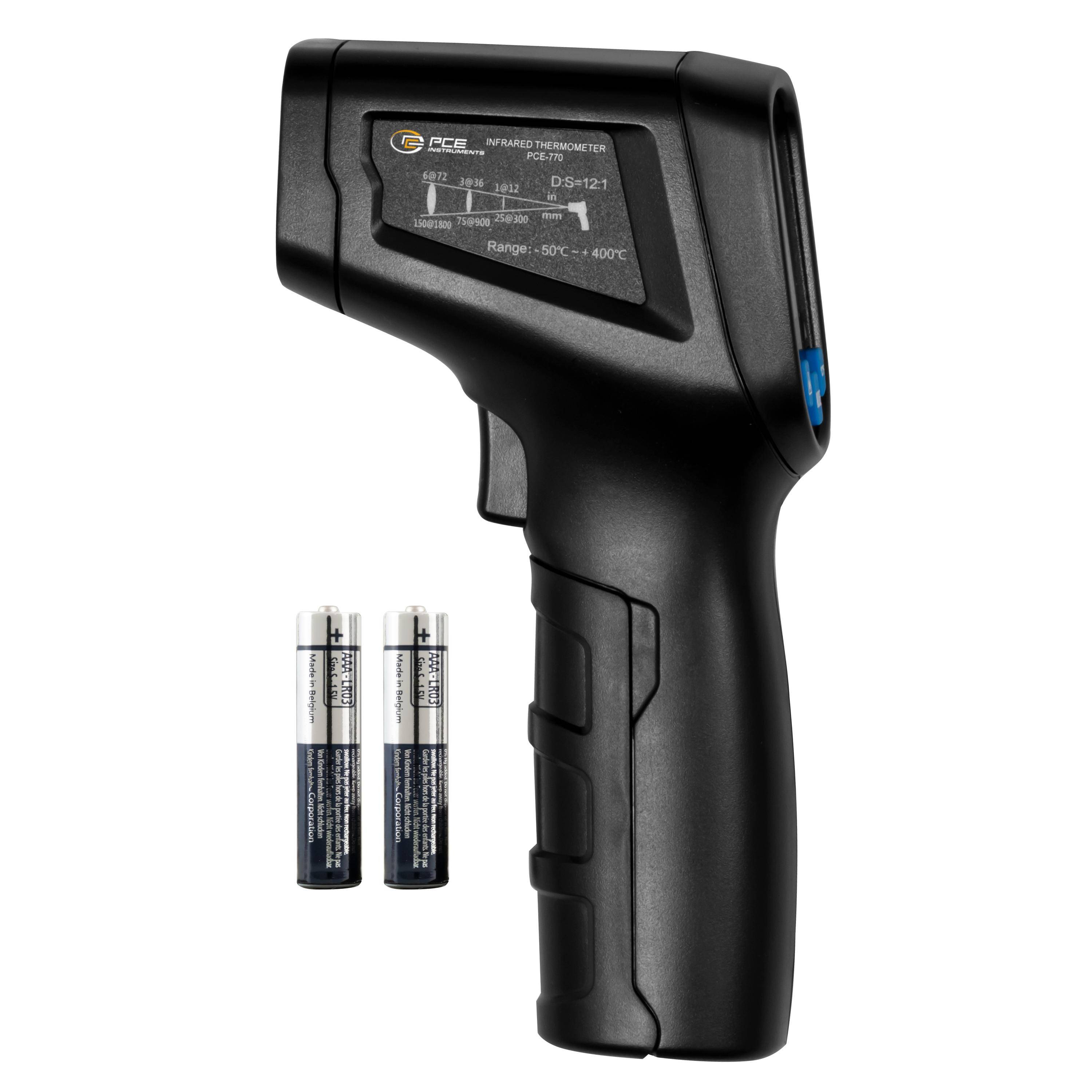 PCE Instruments Infrarotthermometer PCE-770 |-50°C … 400°C |°C, °F |Messfleckverhältnis 12:1 |Emissionsgrad 0,1 … 1,0