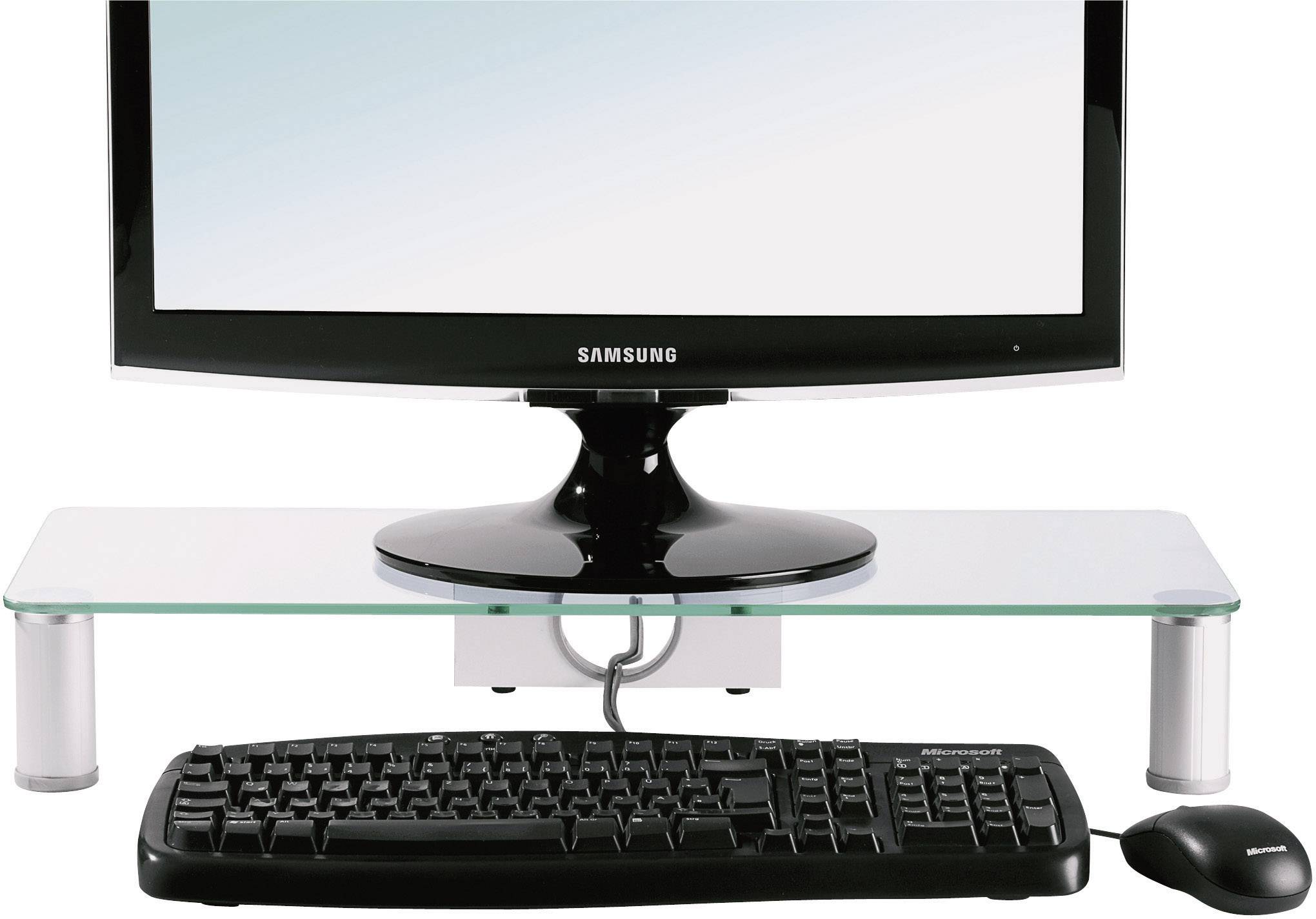 VCM Morgenthaler Parco Alu/Verre Monitor-Erhöhung Höhen-Bereich: 10cm (max) Weiß, Grau