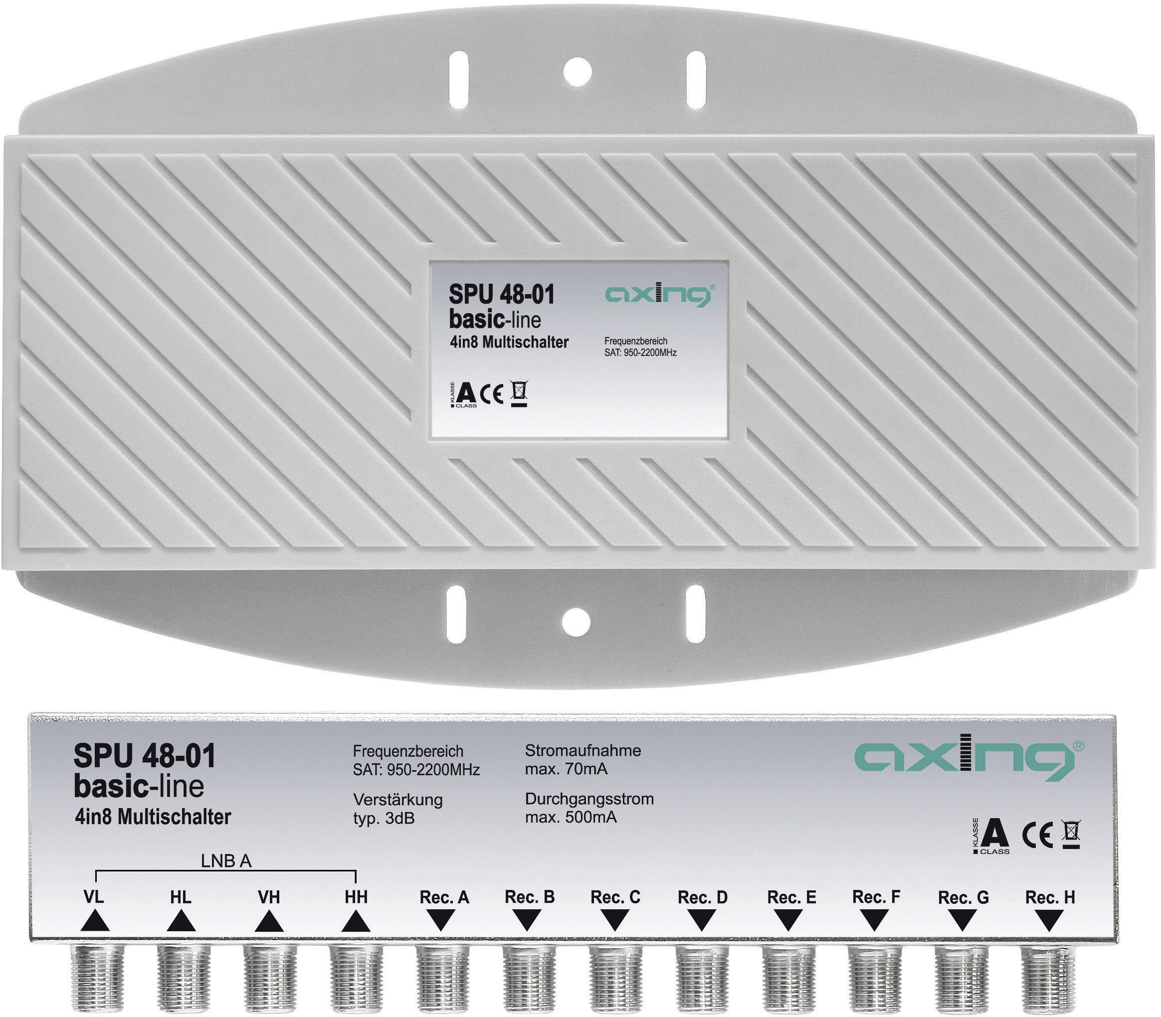 SAT Multischalter Axing SPU 48-01 Eingänge (Multischalter): 4 (4 SAT/0 terrestrisch) Teilnehmer-Anzahl: 8 Wetterschutz