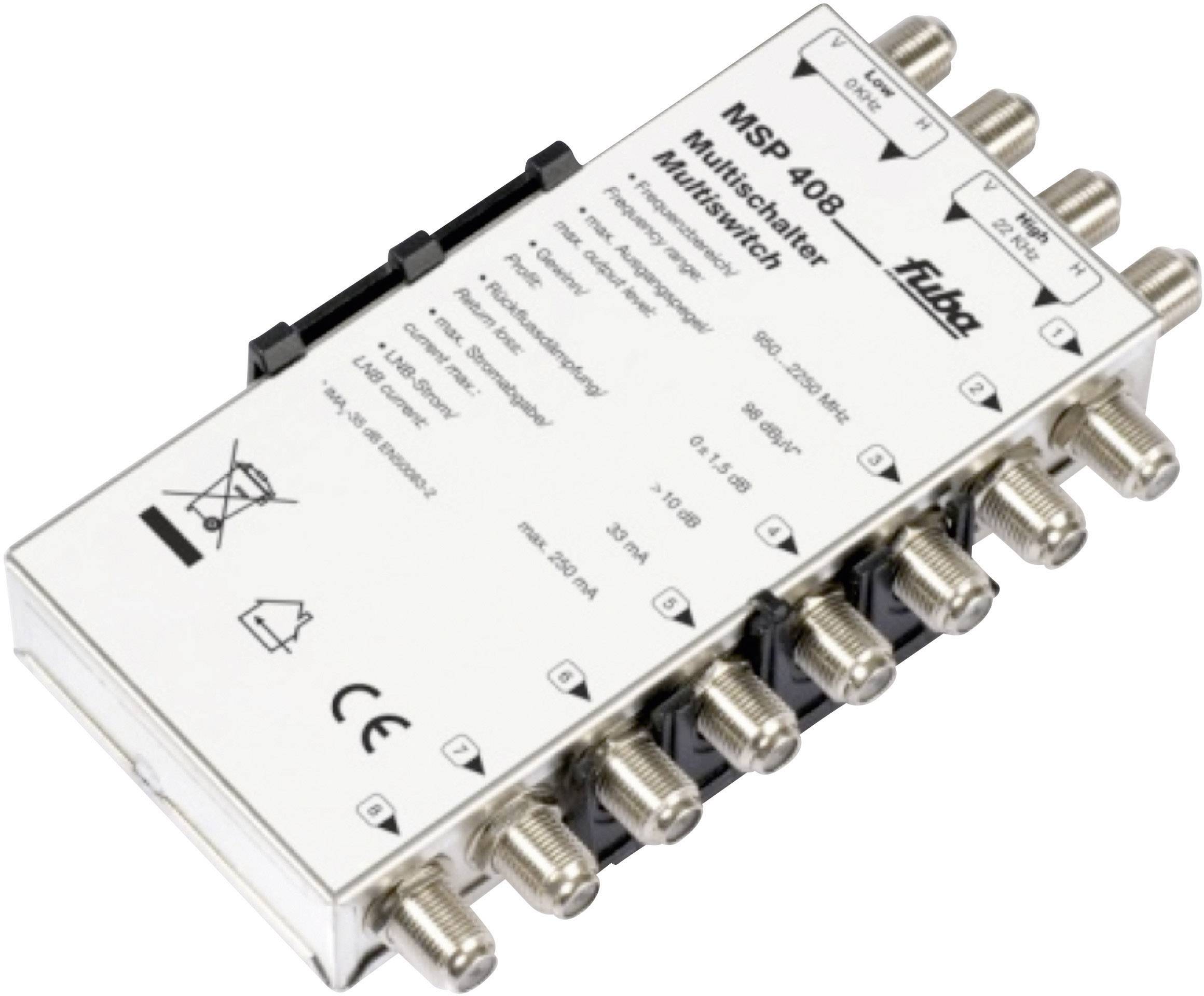 fuba MSP 408 SAT Multischalter Eingänge (Multischalter): 4 (4 SAT/0 terrestrisch) Teilnehmer-Anzahl: 8
