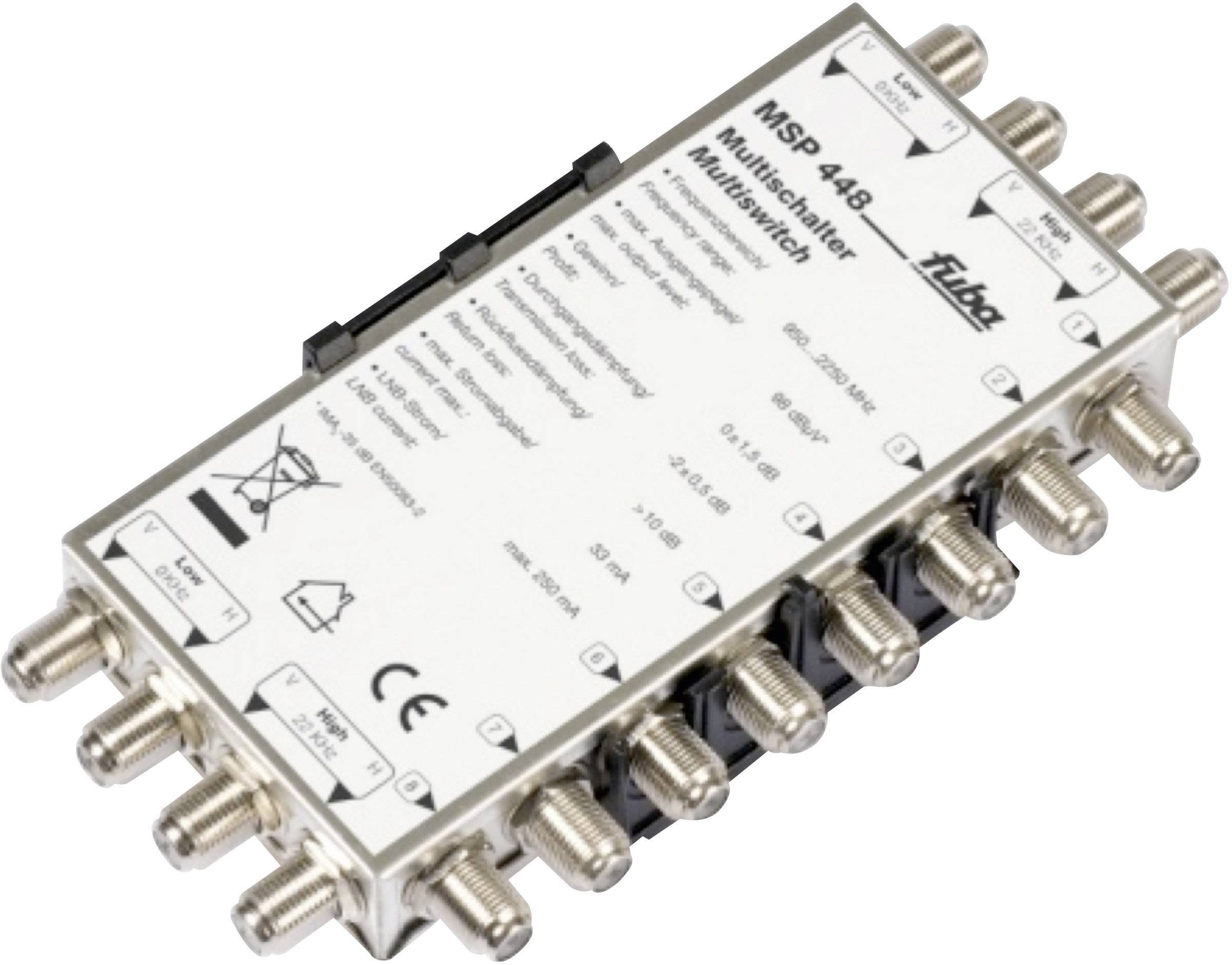 fuba MSP 448 SAT Multischalter Eingänge (Multischalter): 8 (8 SAT/0 terrestrisch) Teilnehmer-Anzahl: 8
