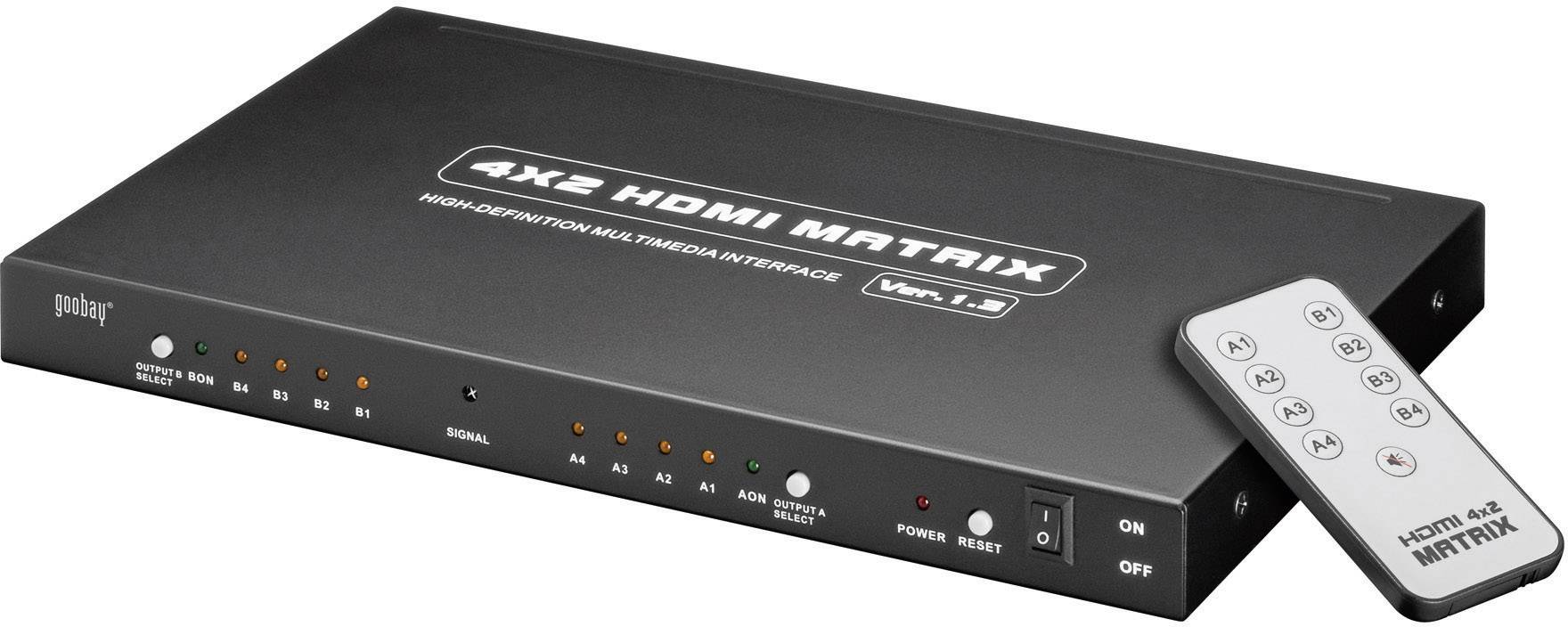 Goobay AVS 45 4 Port HDMI-Matrix-Splitter mit Fernbedienung 1920 x 1080 Pixel Schwarz