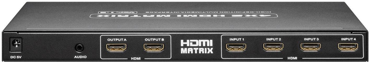 Goobay AVS 45 4 Port HDMI-Matrix-Splitter mit Fernbedienung 1920 x 1080 Pixel Schwarz