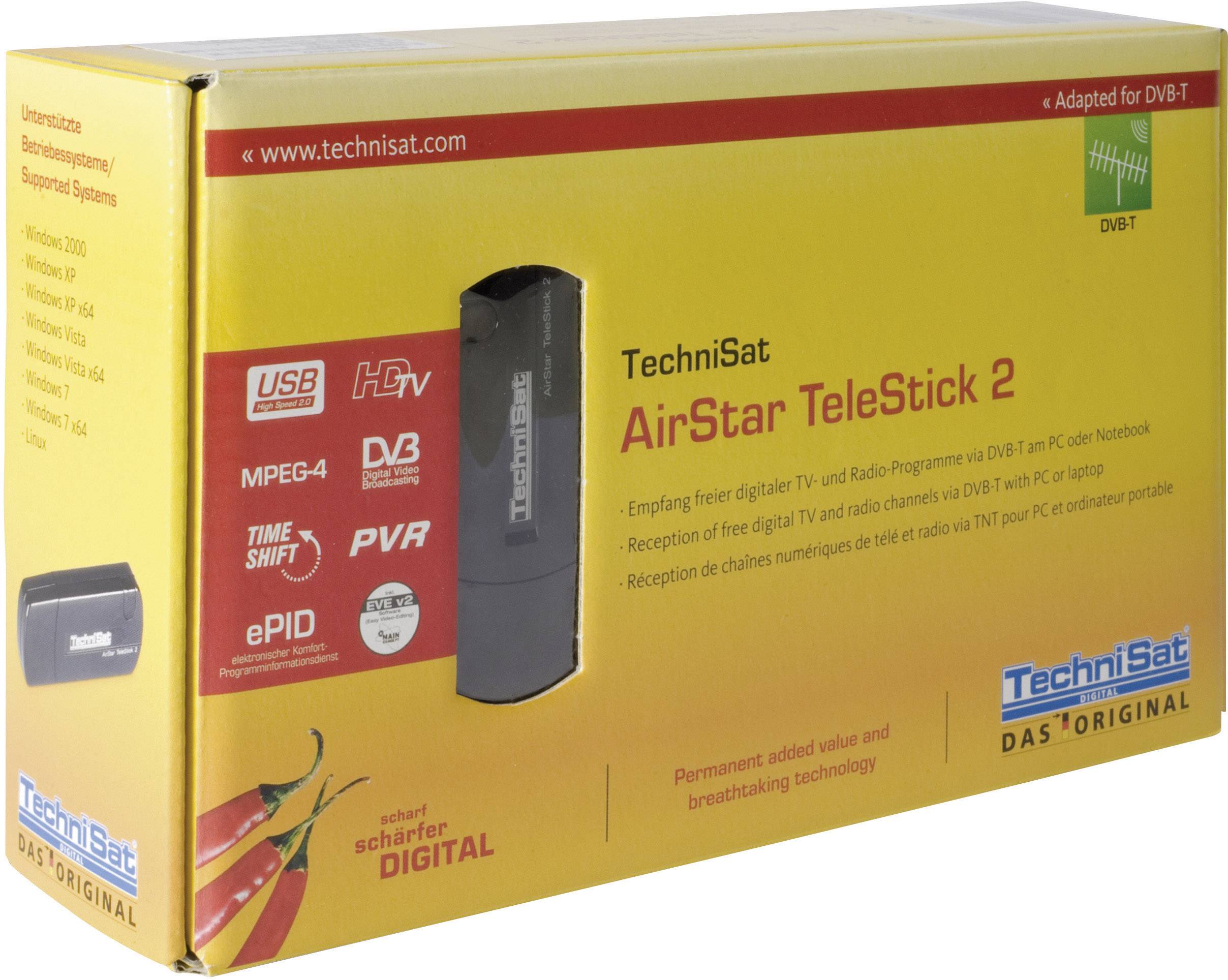 TechniSat AirStar Telestick 2 DVB-T TV-Stick mit DVB-T Antenne, mit Fernbedienung, Aufnahmefunktion Anzahl Tuner: 1