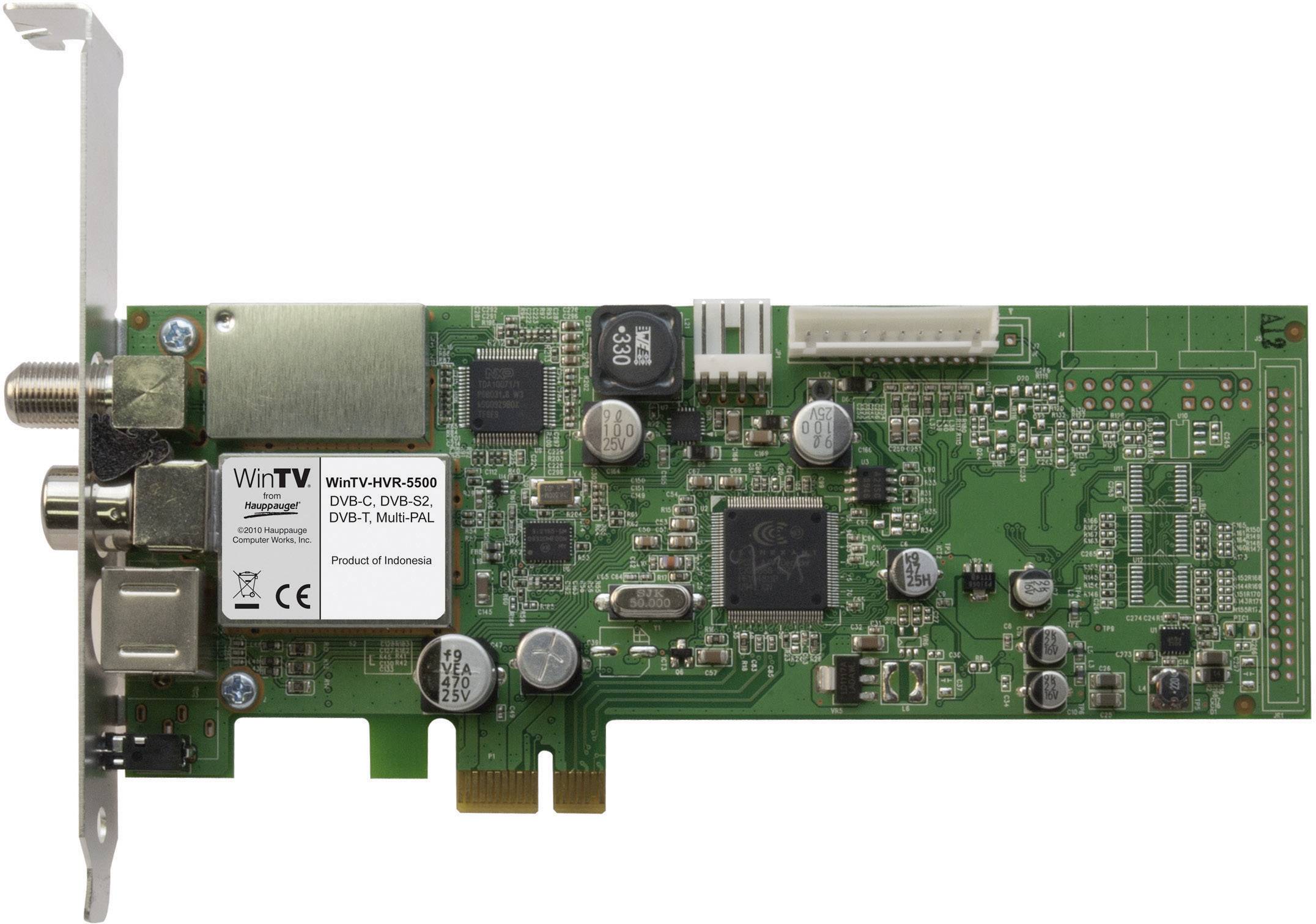 Hauppauge HVR-5525HD DVB-C (Kabel), DVB-S (Sat), DVB-T (Antenne), DVB-T2 (Antenne), analog PCIe-Karte Aufnahmefunktion, mit Fernbedienung Anzahl