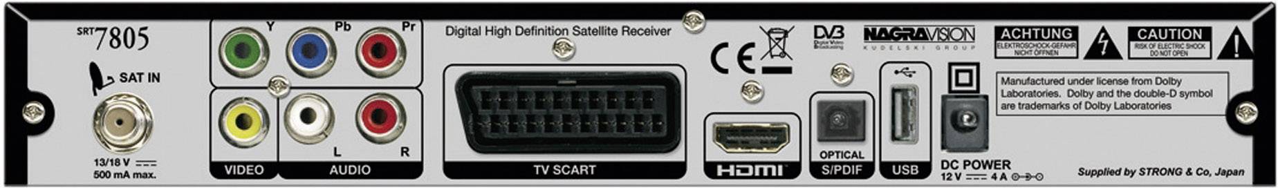 HD-SAT-Receiver Strong SRT7805 HD+ inklusive HD+ Karte, Aufnahmefunktion, Campingbetrieb, Kartenleser Anzahl Tuner=1
