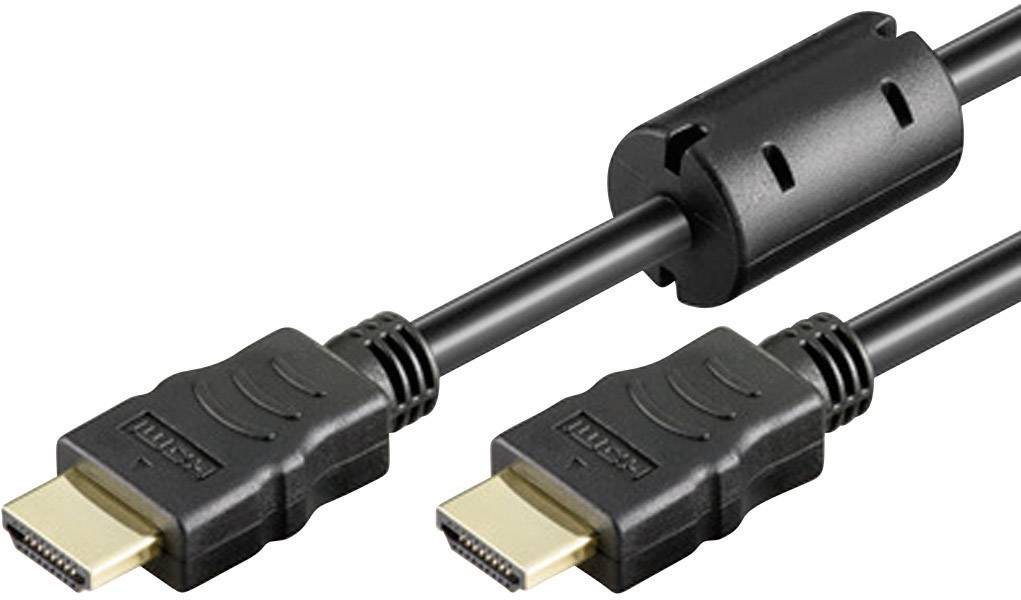 Goobay HDMI Anschlusskabel 5.00 m Schwarz High Speed z Ethernet Audio Return Channel, vergoldete Steckkontakte, mit Ferritkern, 4K UHD HDMI-Kabel