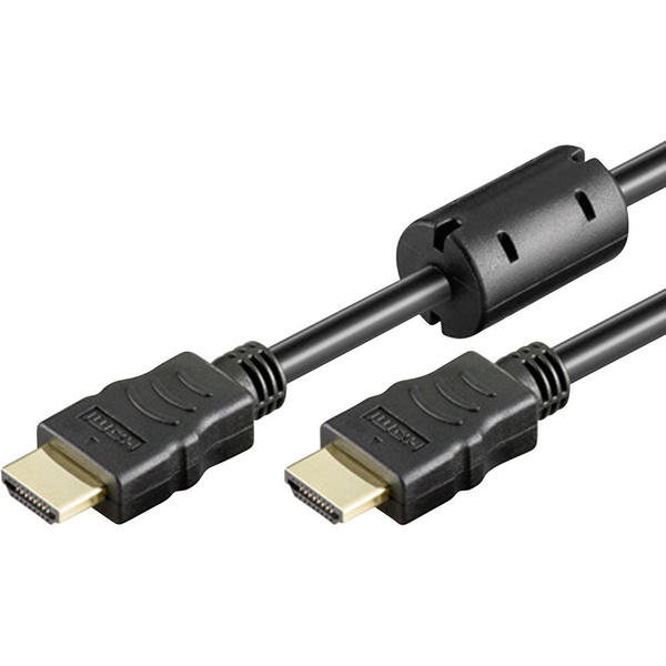 Goobay HDMI Anschlusskabel  5.00 m Schwarz High Speed z Ethernet Audio Return Channel, vergoldete Steckkontakte, mit Ferritkern, Ultra HD (4k) HDMI