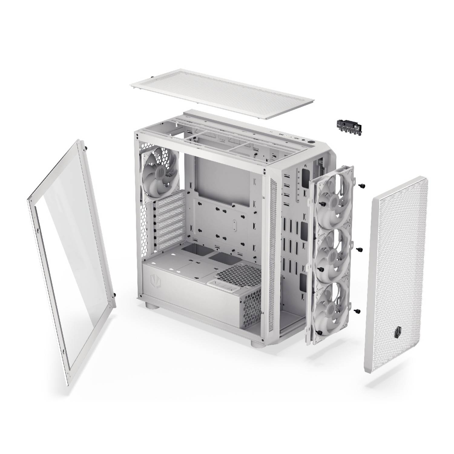 ENDORFY Arx 700 White ARGB, PC, Weiß, ATX, micro ATX, Mini-ATX, Gehärtetes Glas, Gaming, Taschenlüfter